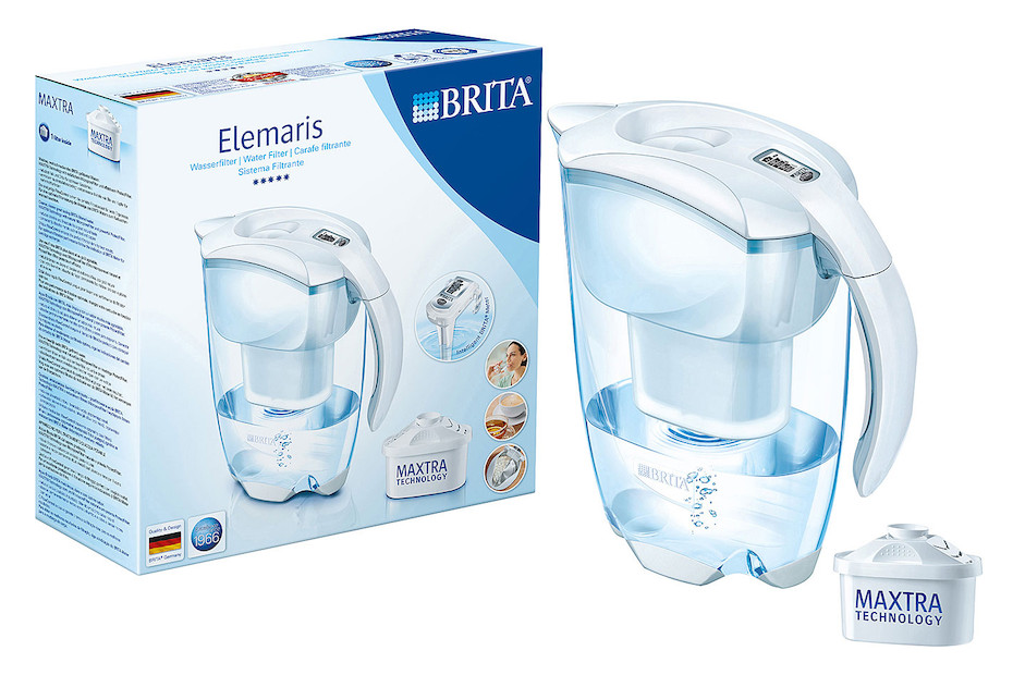BRITA Wasserfilter „Elemaris Cool“ - 2,4 l, Weiß, inkl. 1× MAXTRA Kartusche Kanne, Wasserkrug, Person