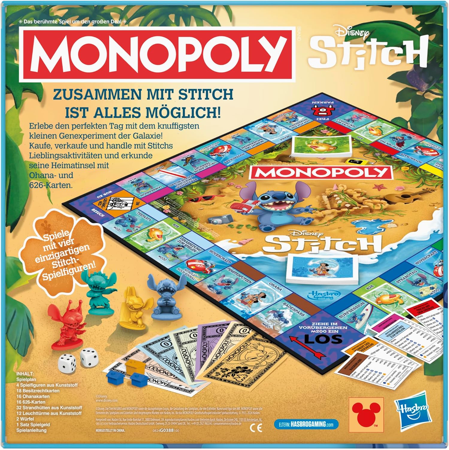 Monopoly Disney Stitch Edition Brettspiel (Deutsch) Monopoly Disney Stitch Edition Brettspiel in deutscher Sprache mit Spielfiguren und thematischem Spielplan