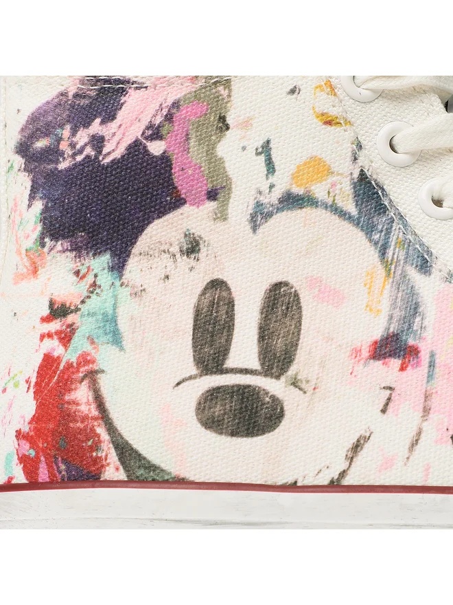 Desigual Damen Sneaker - Weiße Plateau-Schuhe mit Mickey-Motiv 23SSKA461000 GR. 41