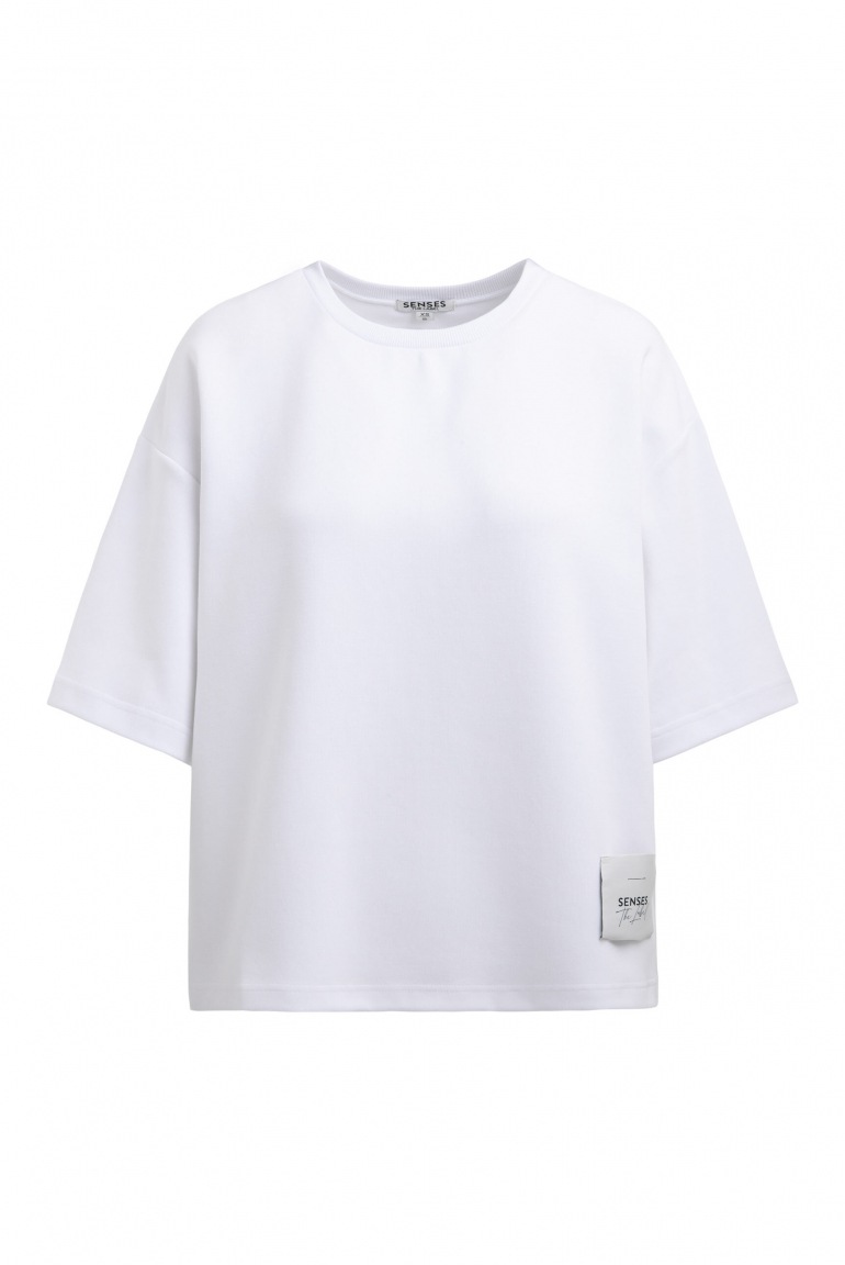 SENSES Kurzarm-Sweatshirt SA:LINE aus Interlock opticwhite SENSES Kurzarm-Sweatshirt SA:LINE aus Interlock opticwhite
