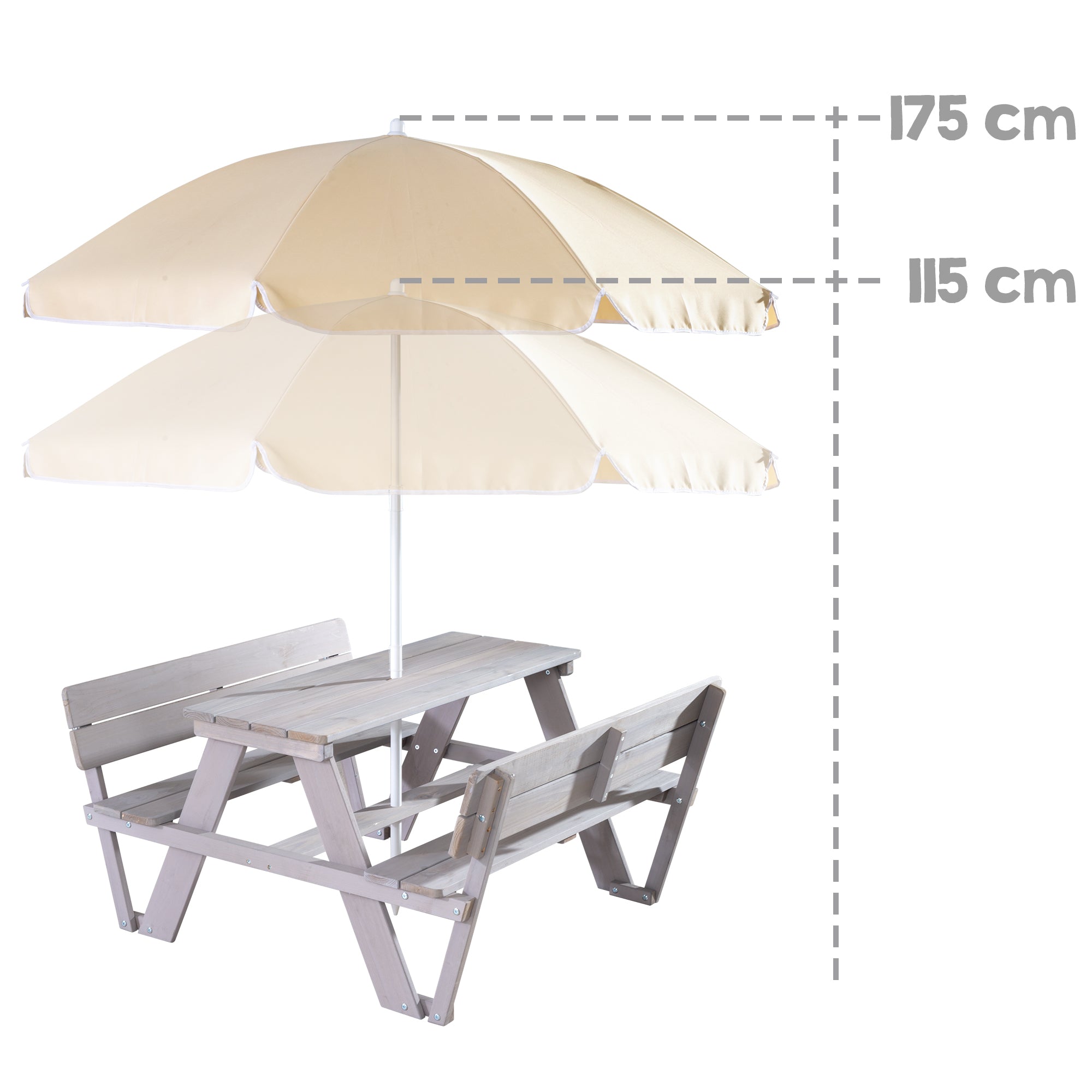 Roba 456007GAZU Kindersitzgruppe + Lehne/Schirm Set grau – Outdoor + - Bild 8 Roba 456007GAZU Kindersitzgruppe + Lehne/Schirm Set grau – Outdoor + - Produktbild 8