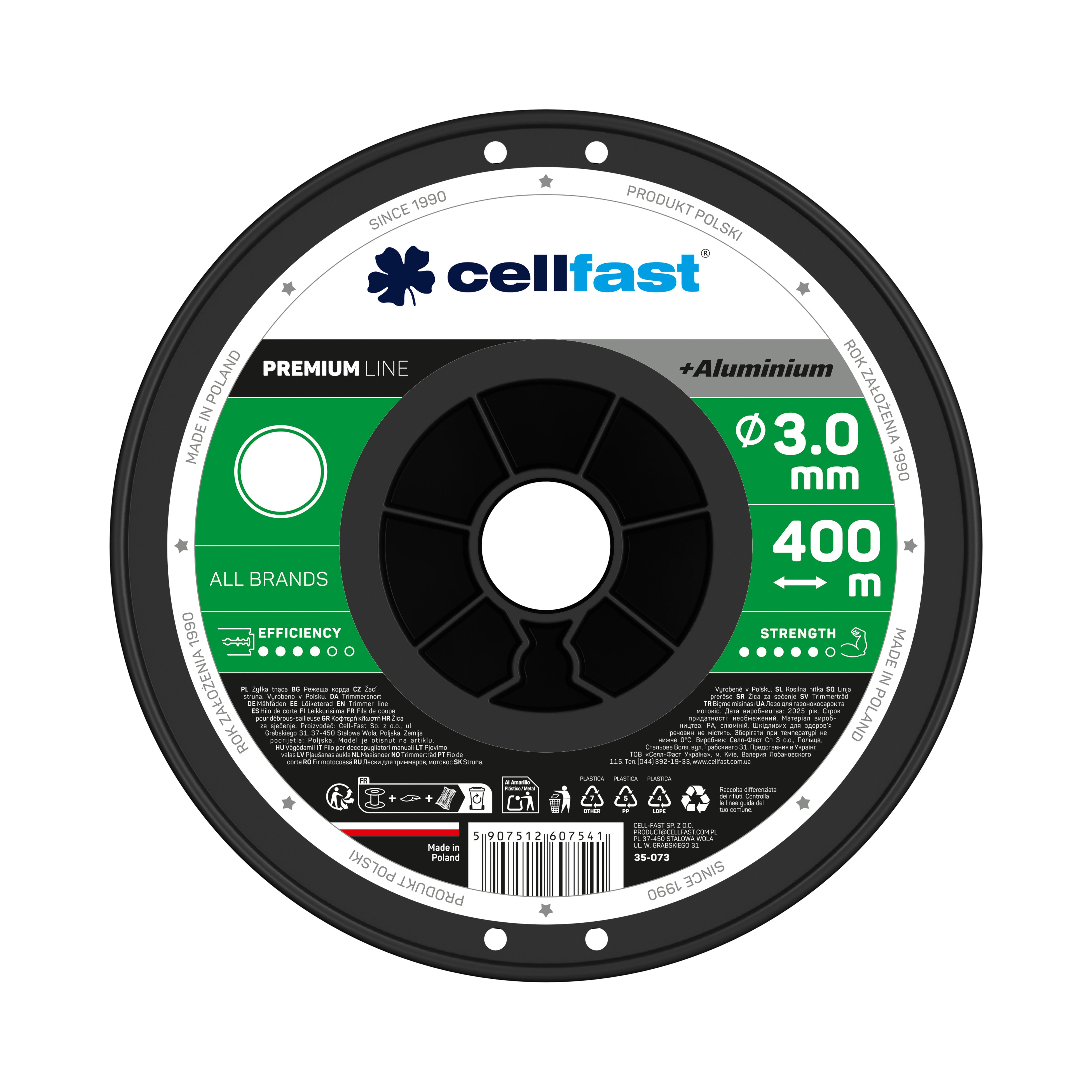 Cellfast PREMIUM Mähfäden auf Spule 3,0 mm x 400 m Rund Cellfast PREMIUM Mähfäden auf Spule 3,0 mm x 400 m Rund