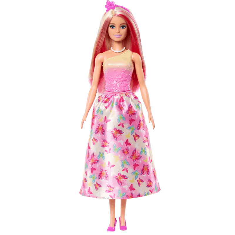 Barbie® Royal Puppe - Blond-Pinke Haare, Schmetterlingsrock & Bunte Accessoires, HRR08