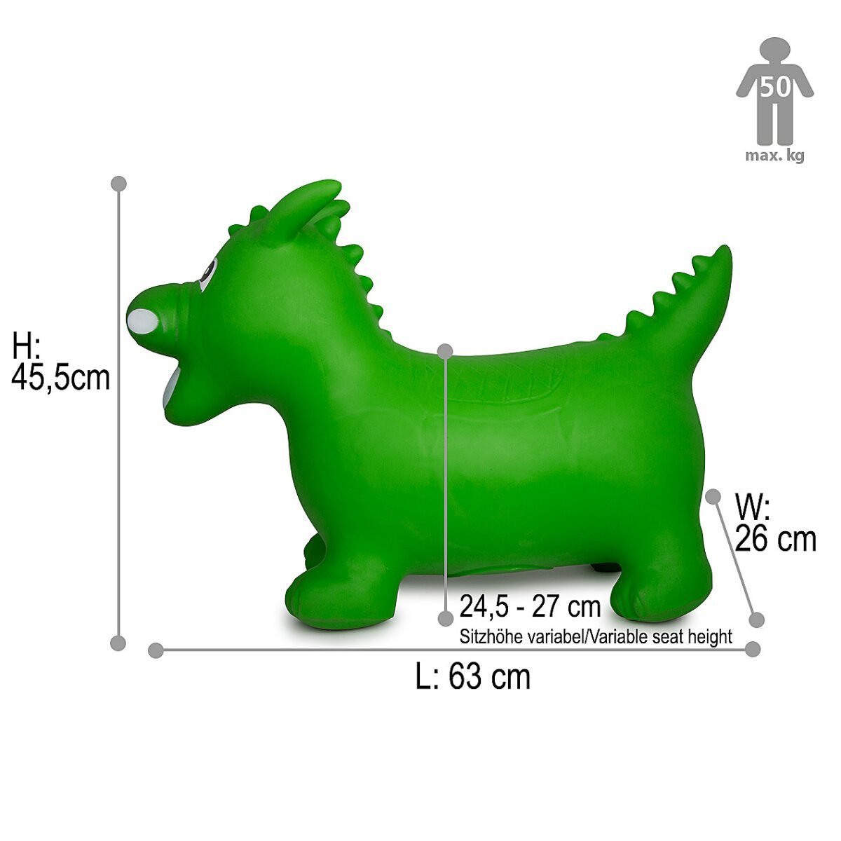 JAMARA Hüpftier Drache HoppyDoo grün mit Pumpe ab 12 Monaten