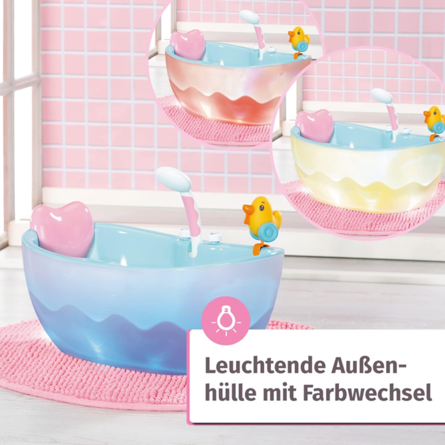 BABY born® Badewanne mit Farbwechsel, Sound- & Duschfunktion für Puppen Baden, Wanne, Badewanne, Person