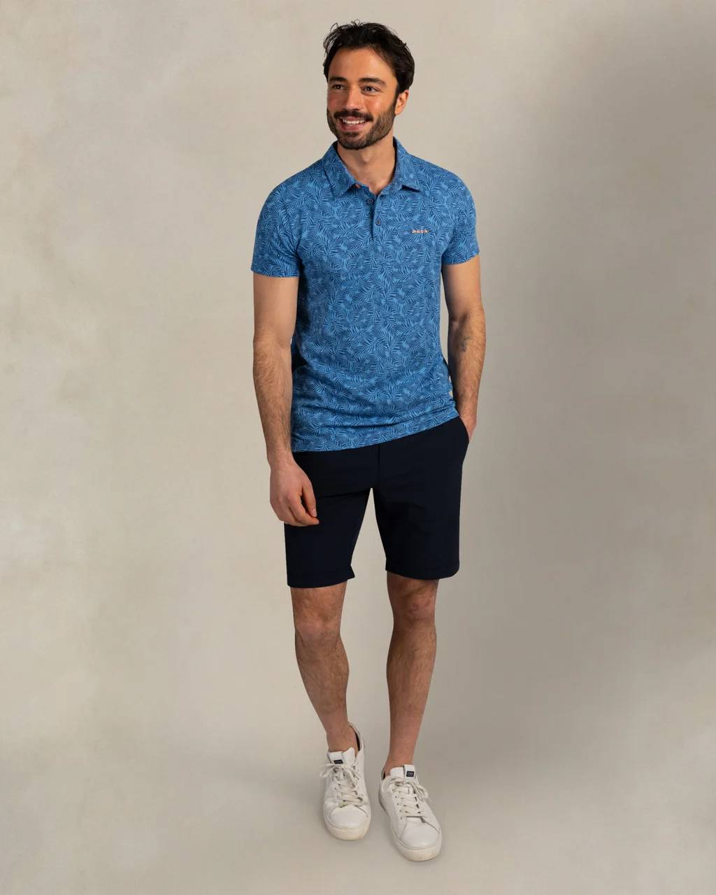 NZA 26CN111NS/L Poloshirt - Blau / Palmen - L NZA 26CN111NS/L Poloshirt - Blau / Palmen - L