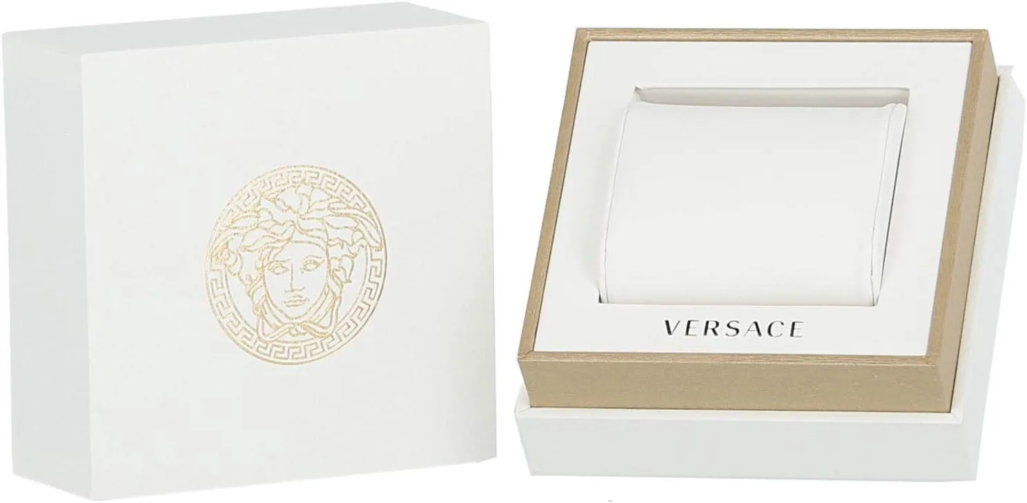 Versace V-Circle VE8100919 Damen Armbanduhr Schweizer Quarz & Edelstahl/Leder