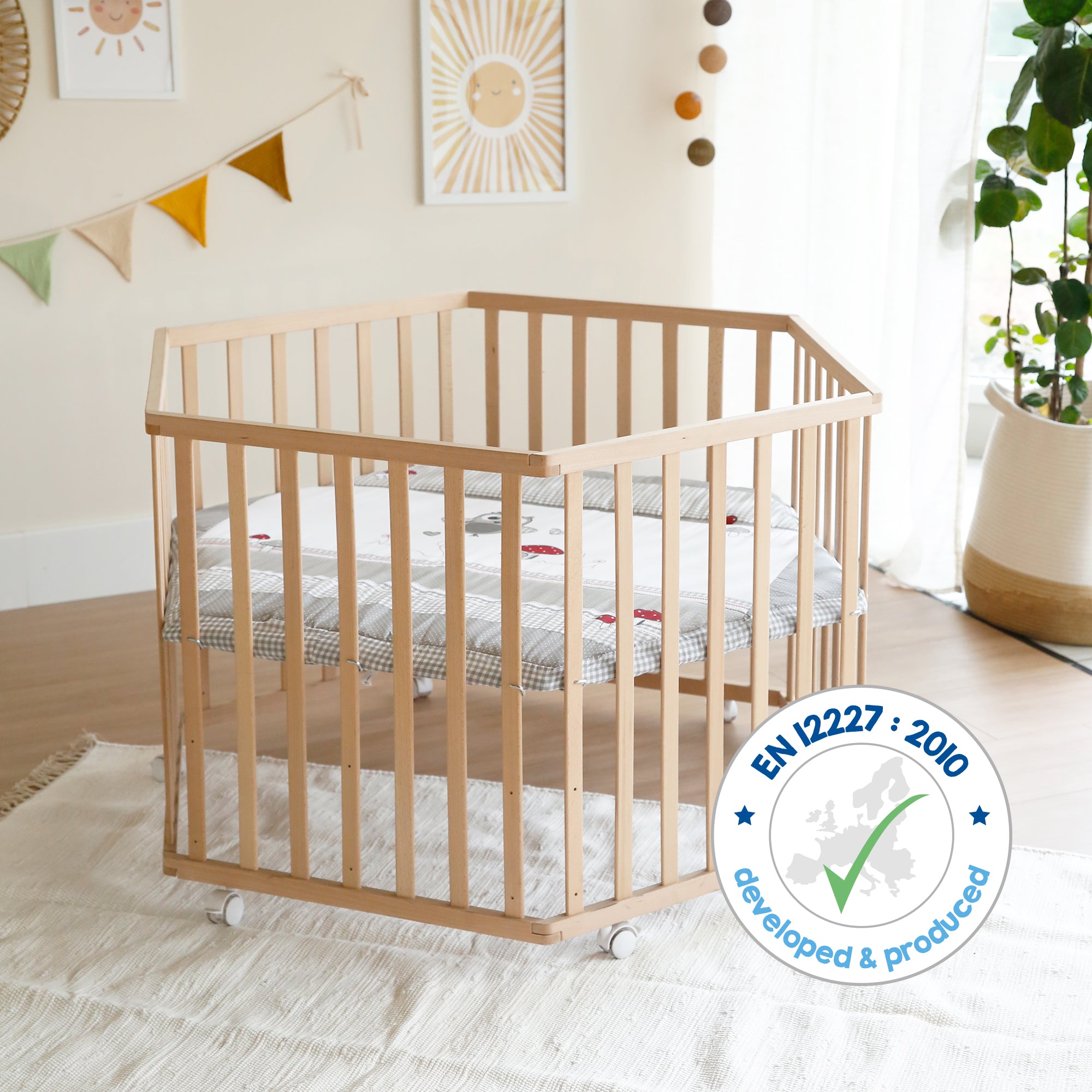 Roba 0232NAS148A Laufgitter 6-eckig Adam & Eule natur lackiert - Produktbild 9