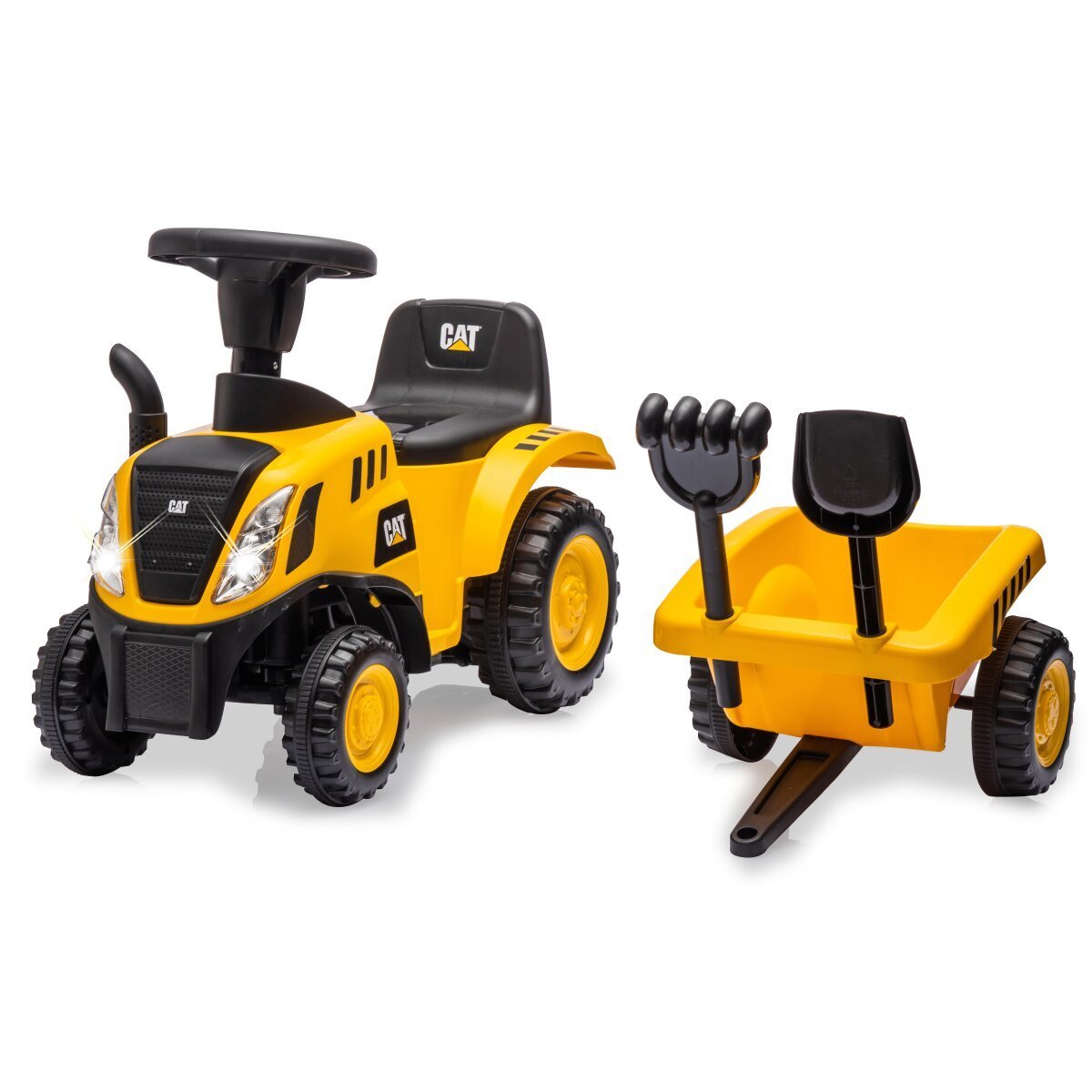 JAMARA Rutscher Caterpillar Traktor mit Anhänger gelb 2in1 ab 12 Monaten