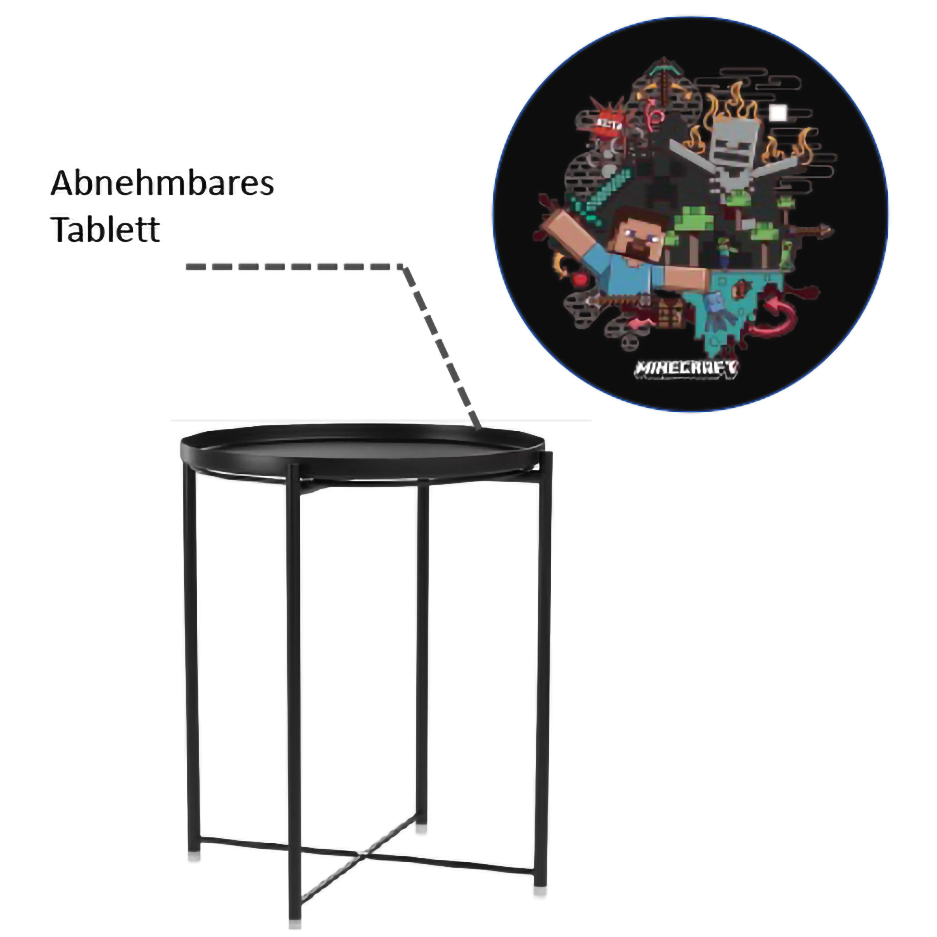 Roba 147230MC BEISTELLTISCH MIT TABLETT, RUND - Bild 4 Roba 147230MC BEISTELLTISCH MIT TABLETT, RUND - Produktbild 4