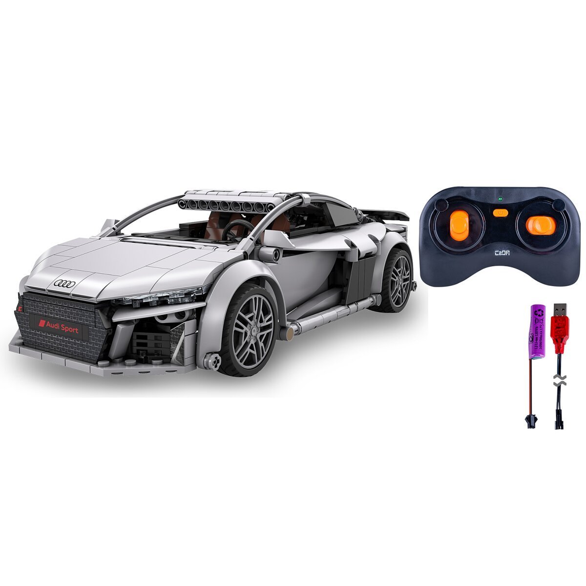 JAMARA CaDA Audi R8 Coupé 1:14 grau 2,4GHz Bricks ab 6 Jahren JAMARA CaDA Audi R8 Coupé 1:14 grau 2,4GHz Bricks ab 6 Jahren
