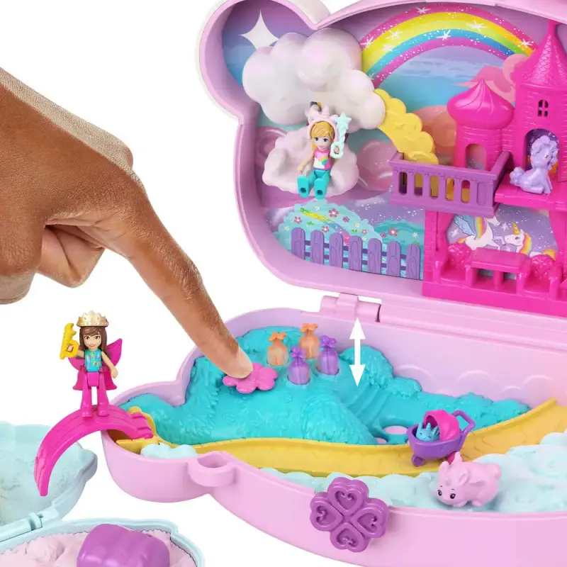 Polly Pocket 2-in-1-Bunny Fun Schatulle, tragbares Taschen-Spielset mit 2 Puppen und 12 Zubehörteilen inklusive Tieren Polly Pocket 2-in-1-Bunny Fun Schatulle, tragbares Taschen-Spielset mit 2 Puppen und 12 Zubehörteilen inklusive Tieren