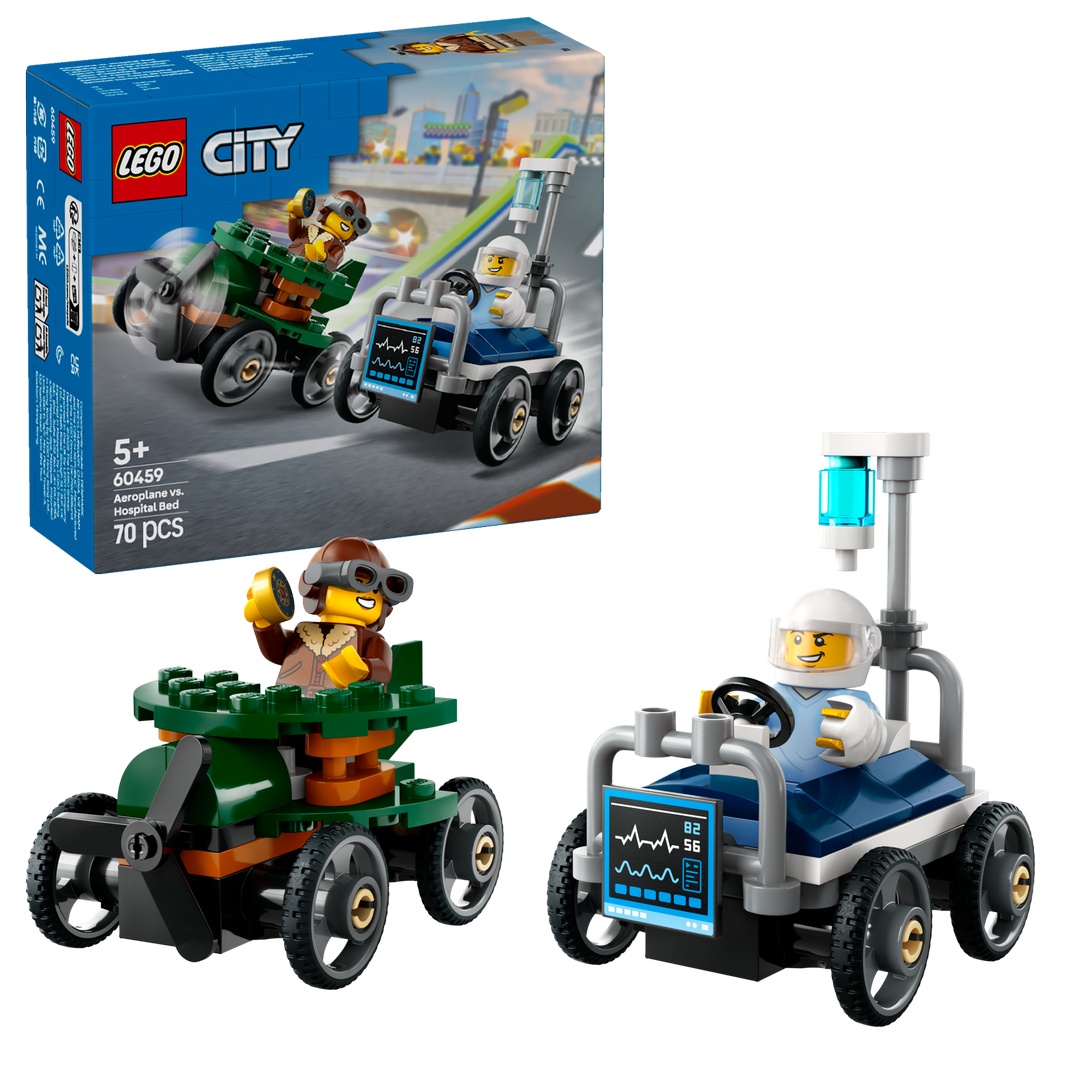 LEGO, City, 60459, Flugzeug, vs., Krankenhausbett, Maschine, Rad, Spielzeug LEGO City 60459 Flugzeug vs. Krankenhausbett