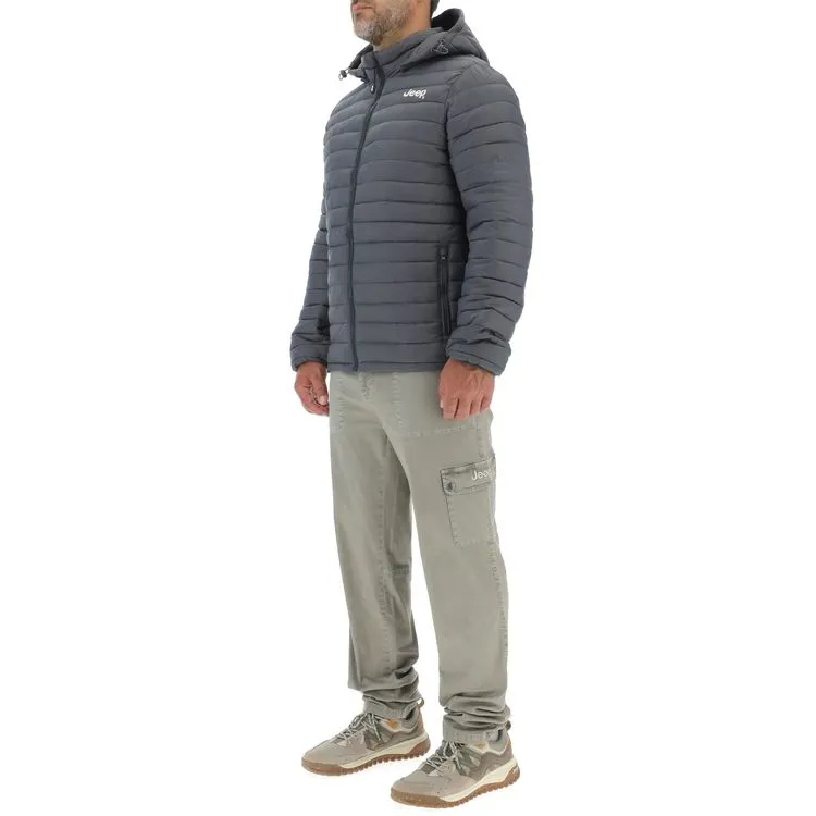 JEEP Herren Winterjacke O103344GR - Dunkelgraue Steppjacke mit abnehmbarer Kapuze GR. XXL JEEP Herren Winterjacke O103344GR - Dunkelgraue Steppjacke mit abnehmbarer Kapuze GR. XXL