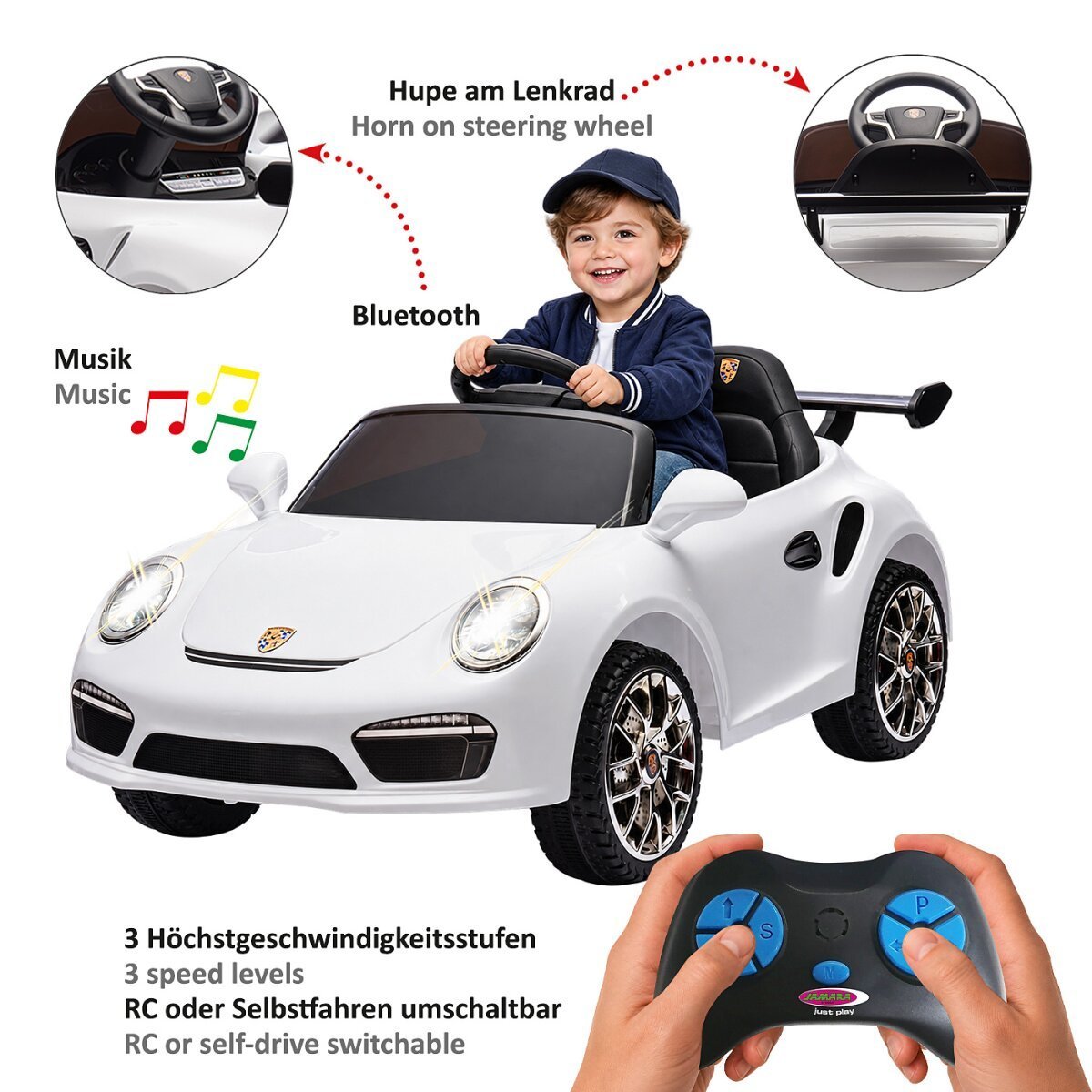 JAMARA Ride-on RUF CTR3 Club Sport weiß 2,4GHz Li-Power 12.6 ab 3 Jahren