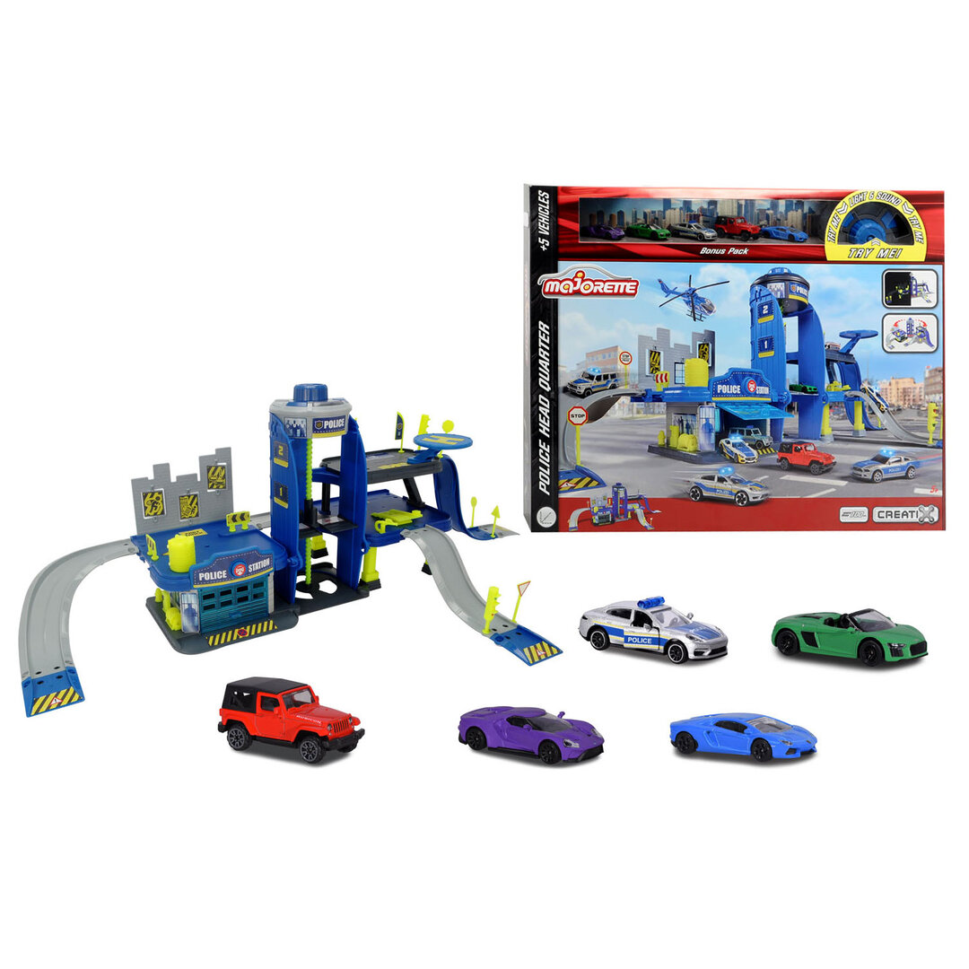 Majorette Creatix Police Playset + 5 Vehicles 212050030 Auto, Fahrzeug, Spielbereich, Rad, Spielzeug