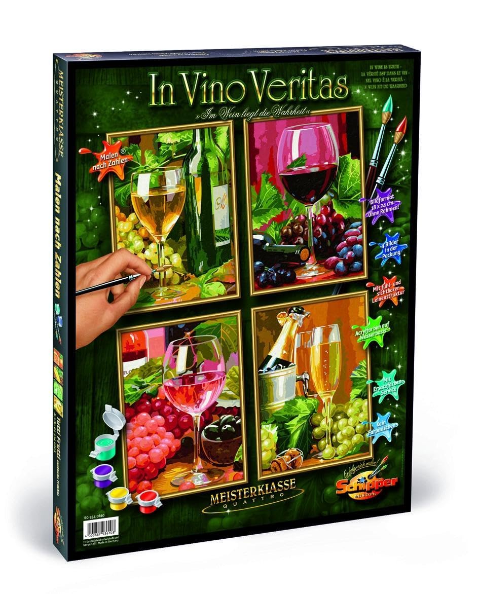 Schipper Mnz - In Vino Veritas (Quattro) - Malen Nach Zahlen Set Für Genießer 609340610 Getränk, Alkohol, Roter Wein, Wein, Glas