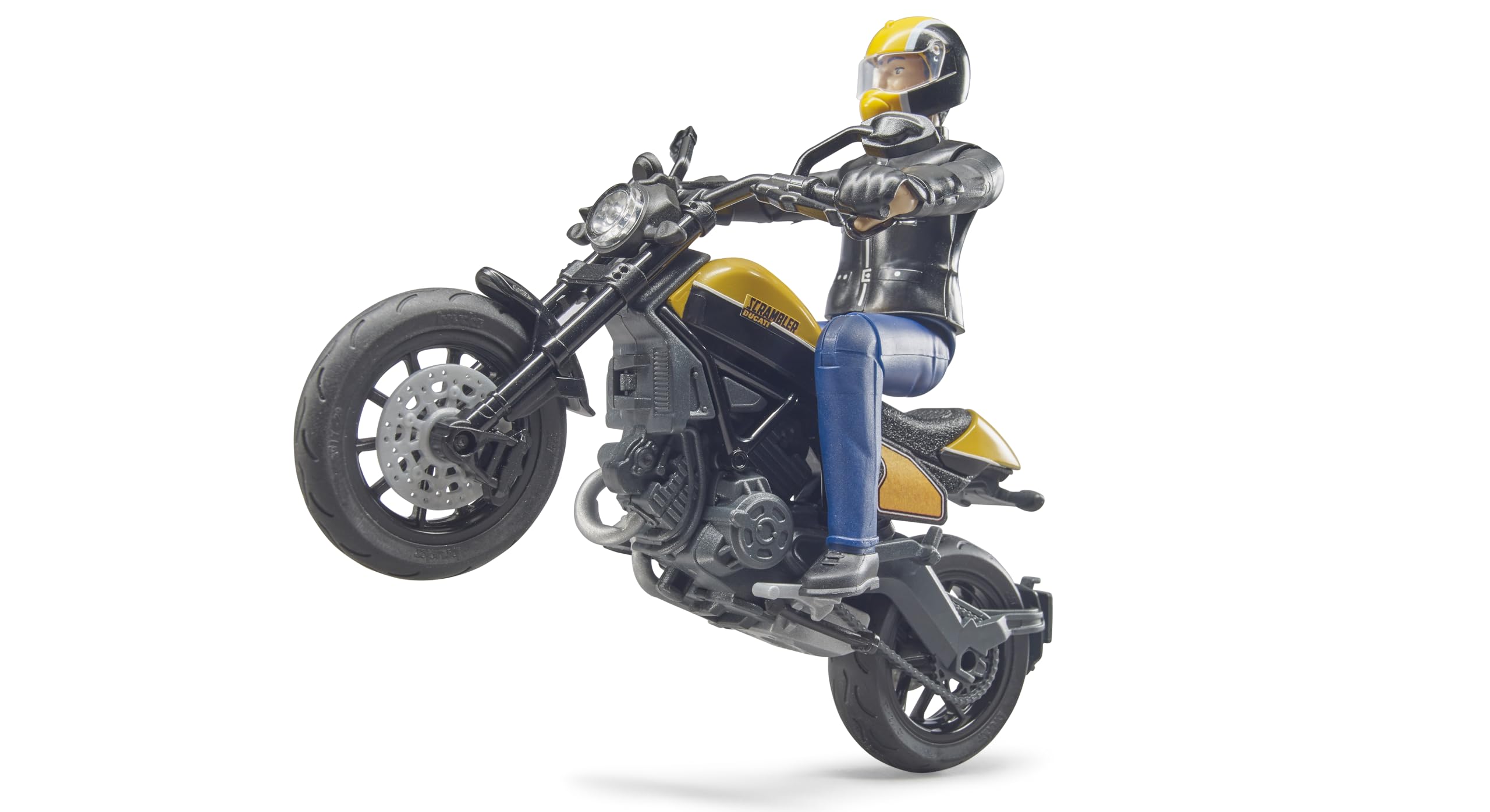 BRUDER 63053 - BWORLD Scrambler DUCATI FULL Throttle Motorrad, Fahrzeug, Helm, Rad, Person