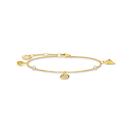 Thomas, Sabo, Armband, Muscheln, Und, Weiße, Steine, Gold, Länge, 19, Cm, Zubehor, Armreif, Schmuck
