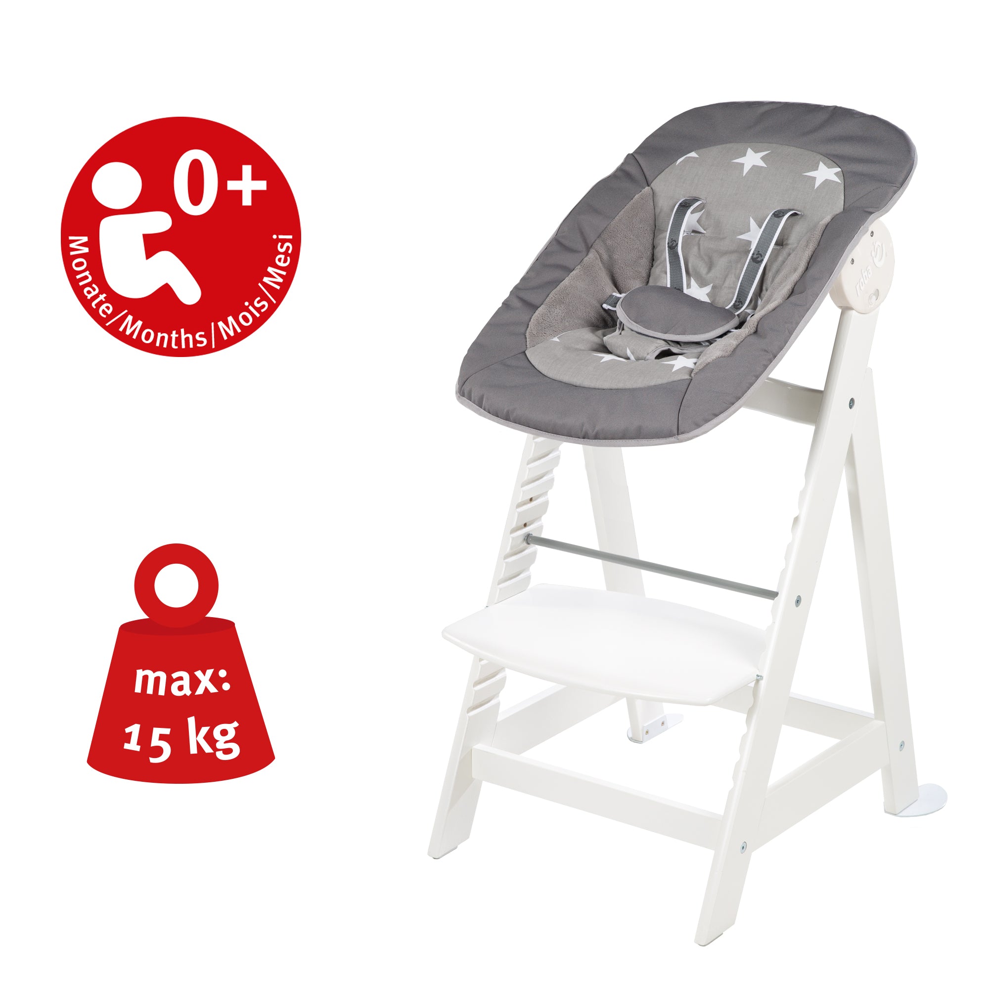 Roba 75063WEV190 Treppenhochstuhl, Set 2in1 Little Stars weiß - Bild 8 Roba 75063WEV190 Treppenhochstuhl, Set 2in1 Little Stars weiß - Produktbild 8