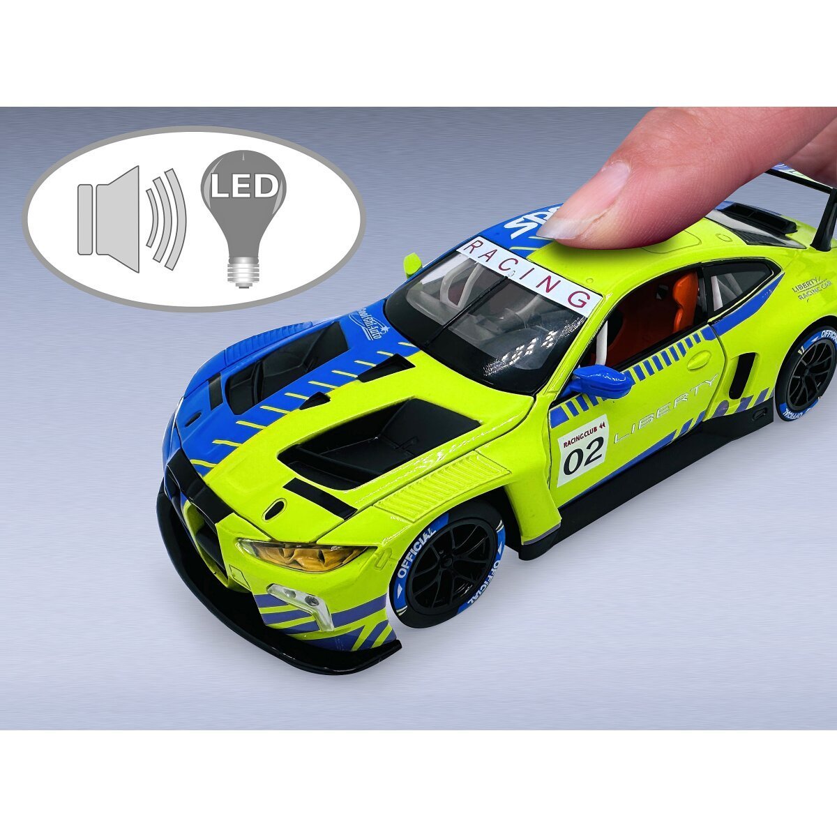 JAMARA BMW M4 GT3 Diecast 1:24 grün inkl. Knopfzellen ab 3 Jahren