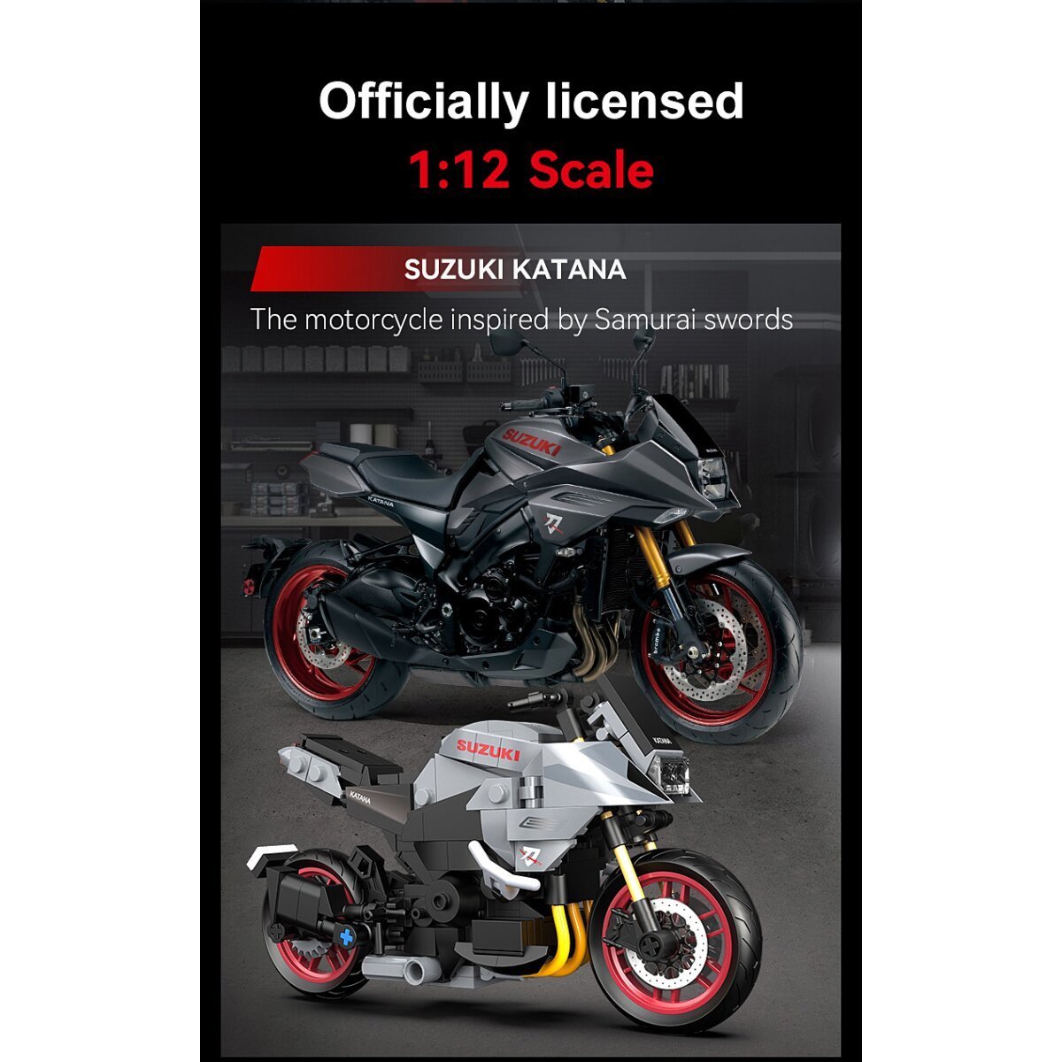 JAMARA CaDA Suzuki Katana 1:12 grau Bricks ab 8 Jahren