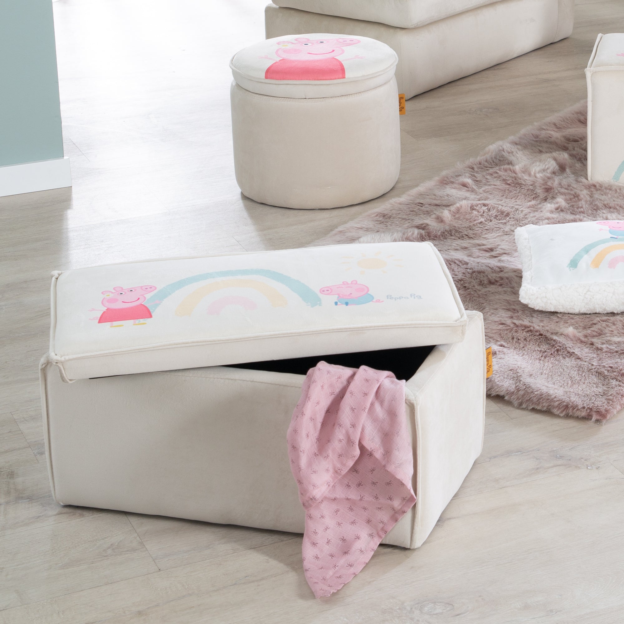 Roba 450141PP1 Kinderhocker mit Aufbewahrung Peppa Pig beige – Spielmöbel - Produktbild 6