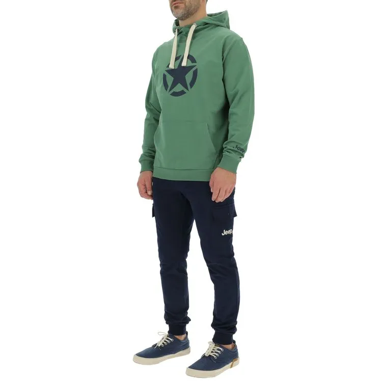 JEEP Herren Kapuzenpullover O102717GN - Grüner Hoodie mit großem Jeep-Star-Print GR. XXL JEEP Herren Kapuzenpullover O102717GN - Grüner Hoodie mit großem Jeep-Star-Print GR. XXL