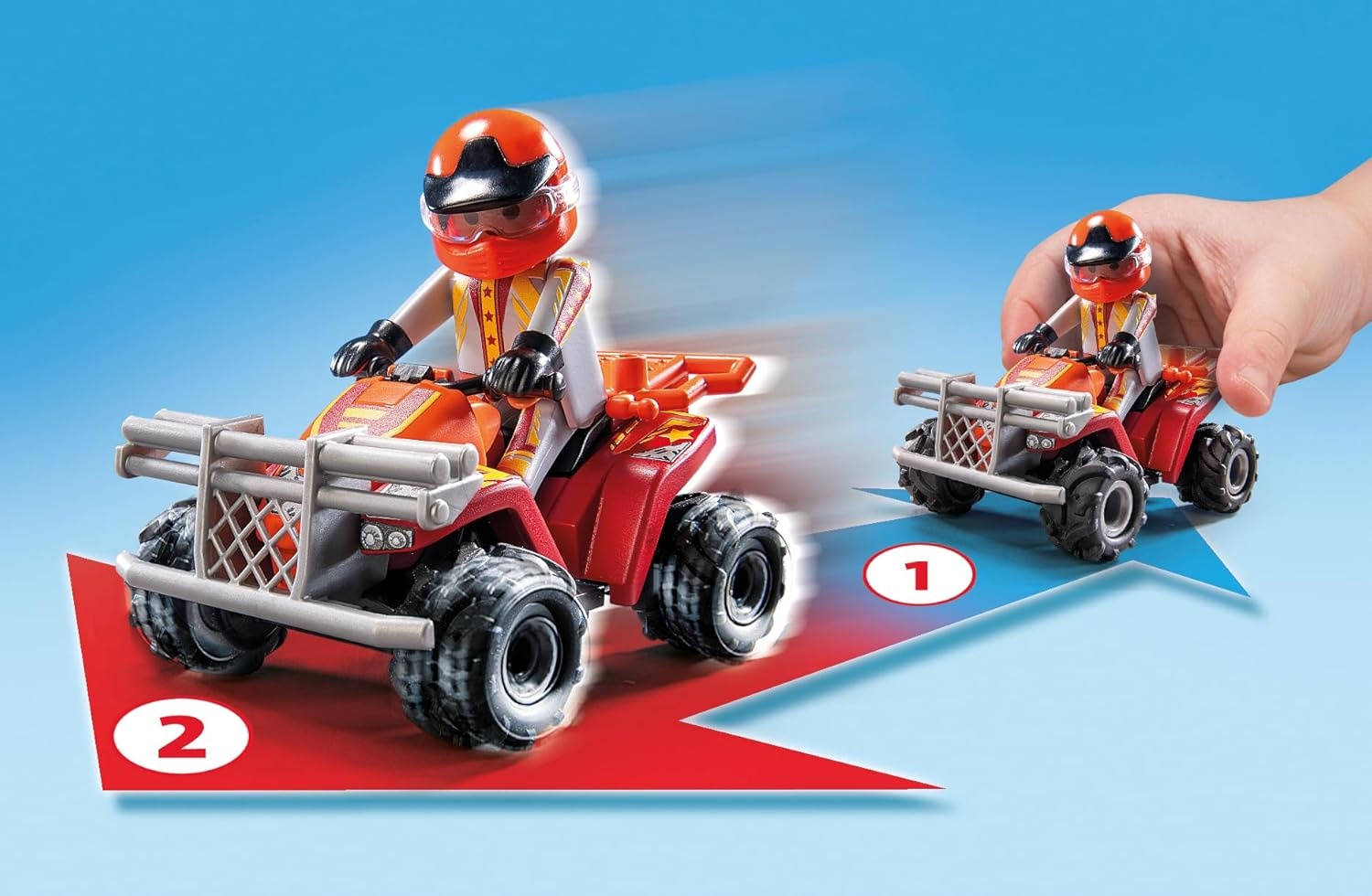 PLAYMOBIL 71808 - Action Heroes: Stunt Show mit Motorrad, Rampe & Feuerring Helme, Rad, Atv, Kart, Person
