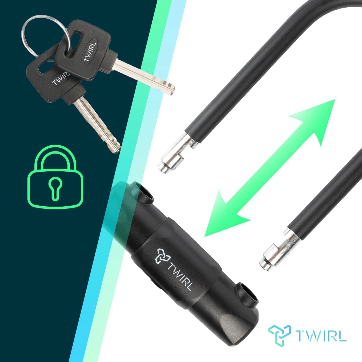 TWIRL 230580 Bügelschloss ART-4 Schwarz mit Schlüssel