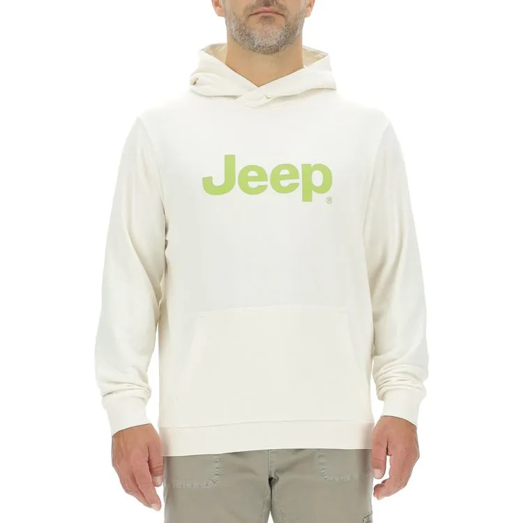 JEEP Herren Hoodie O103276WH - Weiß mit großem Jeep-Logo und Beuteltasche JEEP Herren Hoodie O103276WH - Weiß mit großem Jeep-Logo und Beuteltasche