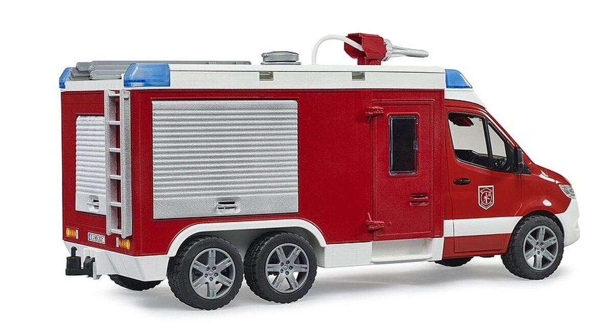BRUDER 02680 - MB Sprinter Feuerwehrrüstwagen mit Light & Sound Modul Transport, Fahrzeug, Maschine, Rad