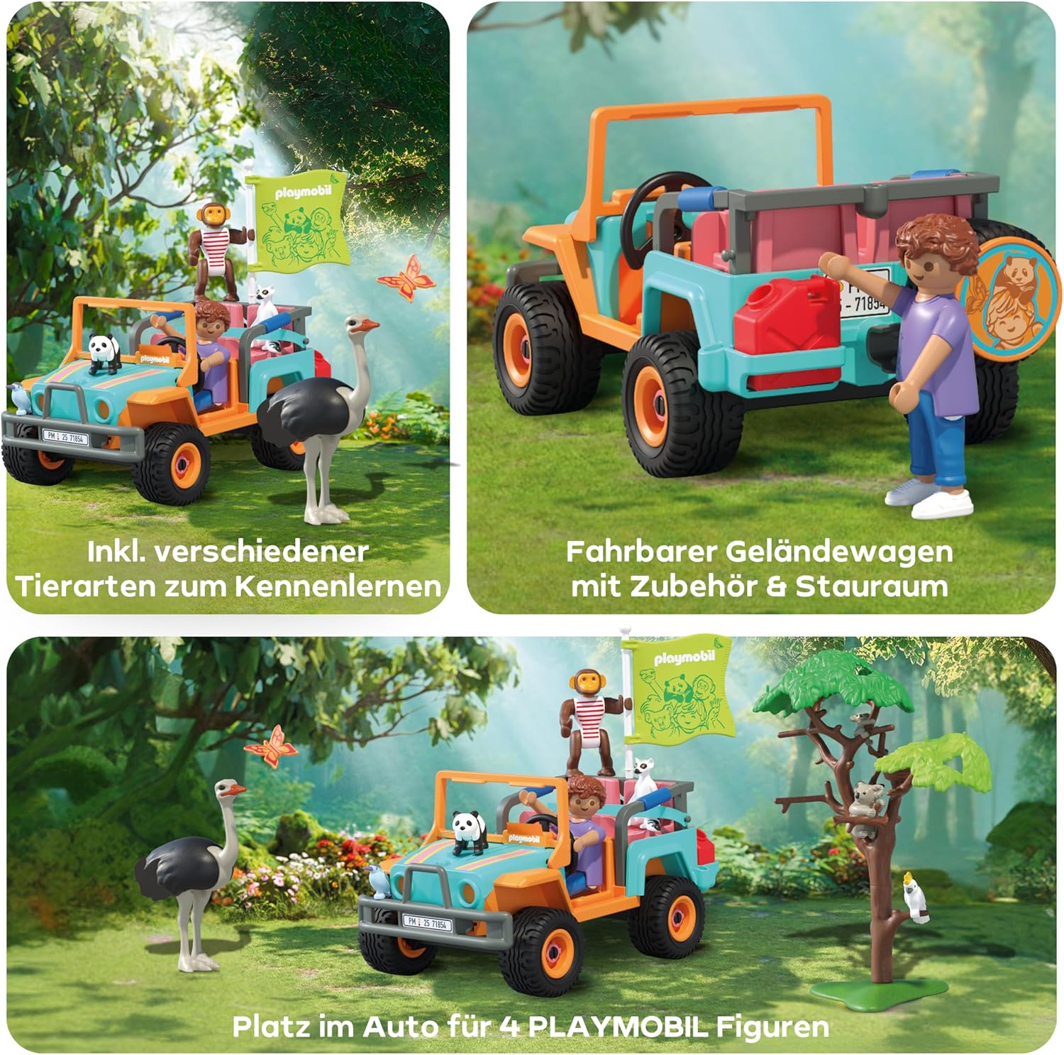 PLAYMOBIL 71854 bunter geländewagen Gras, Pflanze, Spielbereich, Person, Draußen