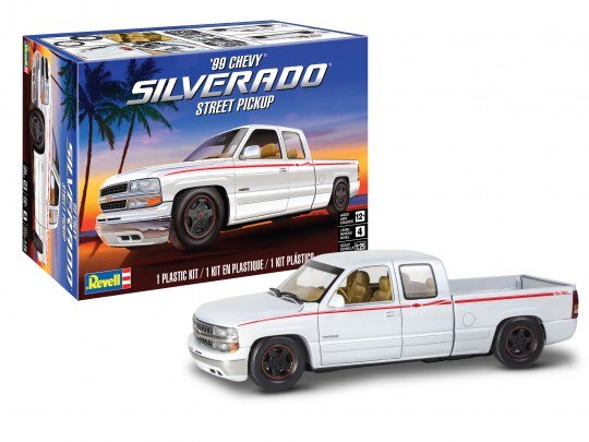 Revell_14538_1999_Chevy®_Silverado®_Street_Pickup_Revell_Modellbausatz, Kleintransporter, Lastwagen, Fahrzeug, Stuhl, Rad