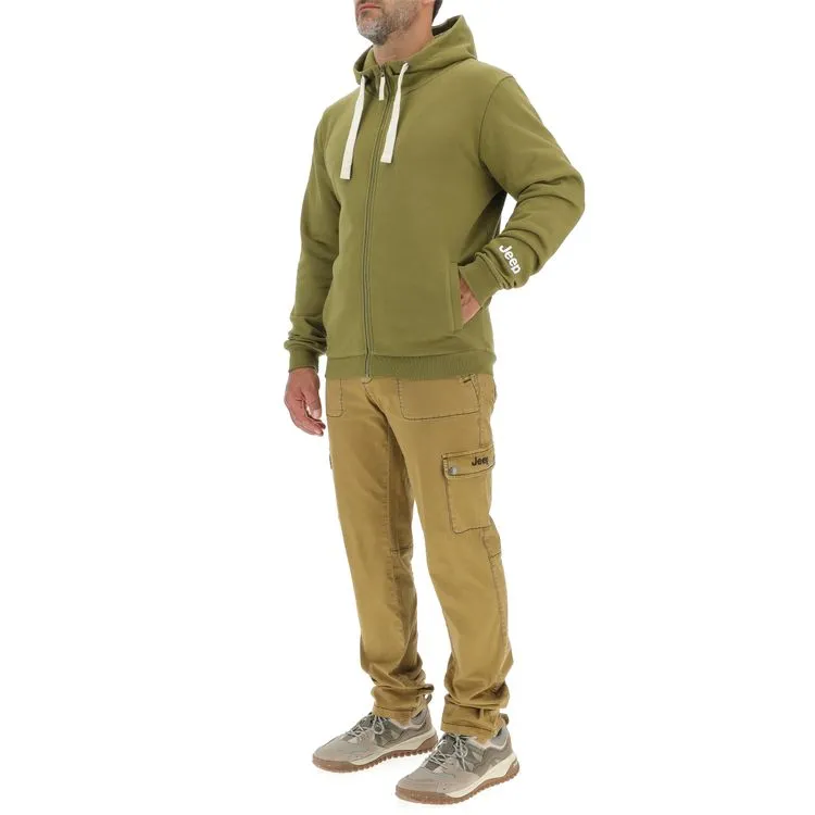 JEEP Herren Kapuzenjacke O103180GN - Grüne Sweatjacke mit Jeep-Star-Print und Reißverschluss GR. XXL