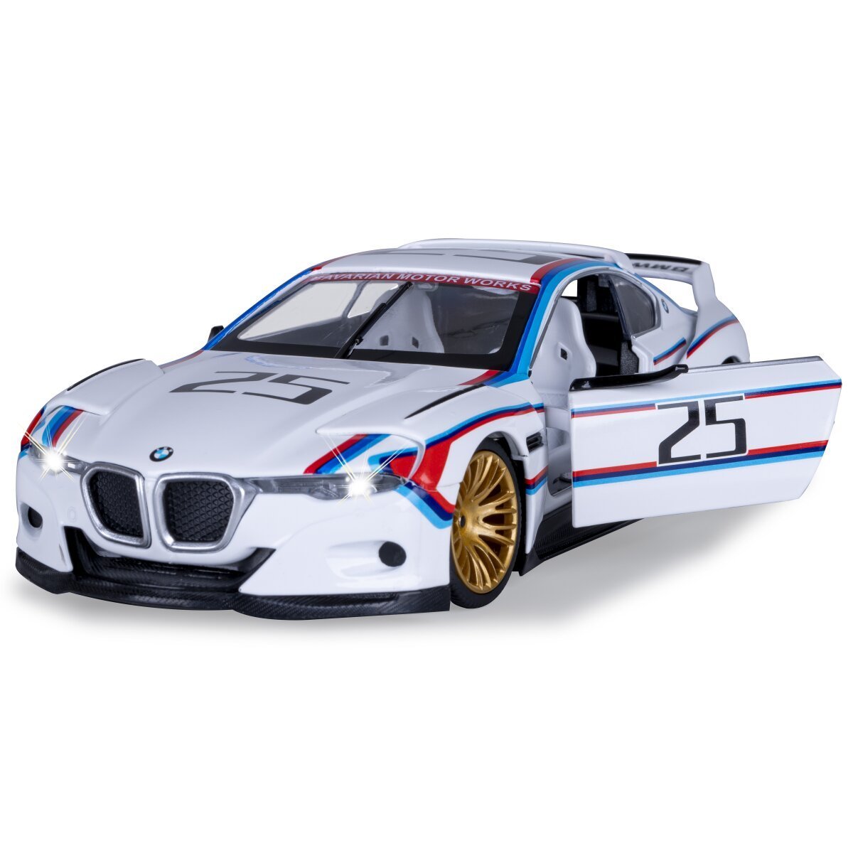JAMARA BMW 3.0 CSL Hommage R Diecast 1:24 weiß inkl. Knopfzellen ab 3 Jahren