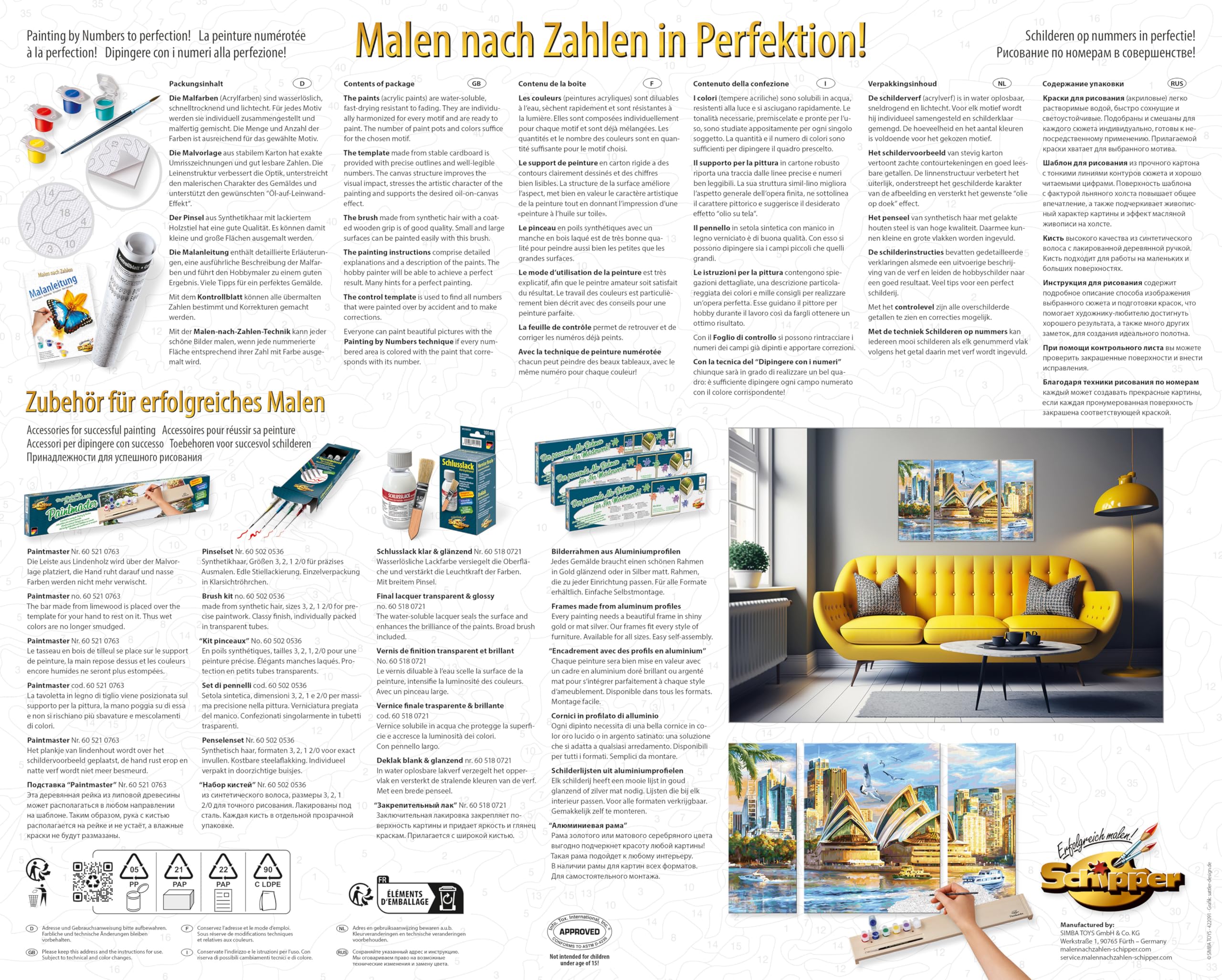 Schipper Mnz - Sydney - Malen Nach Zahlen Panorama-Set 609260909 Werbung, Plakat, Couch, Seite, Pflanze