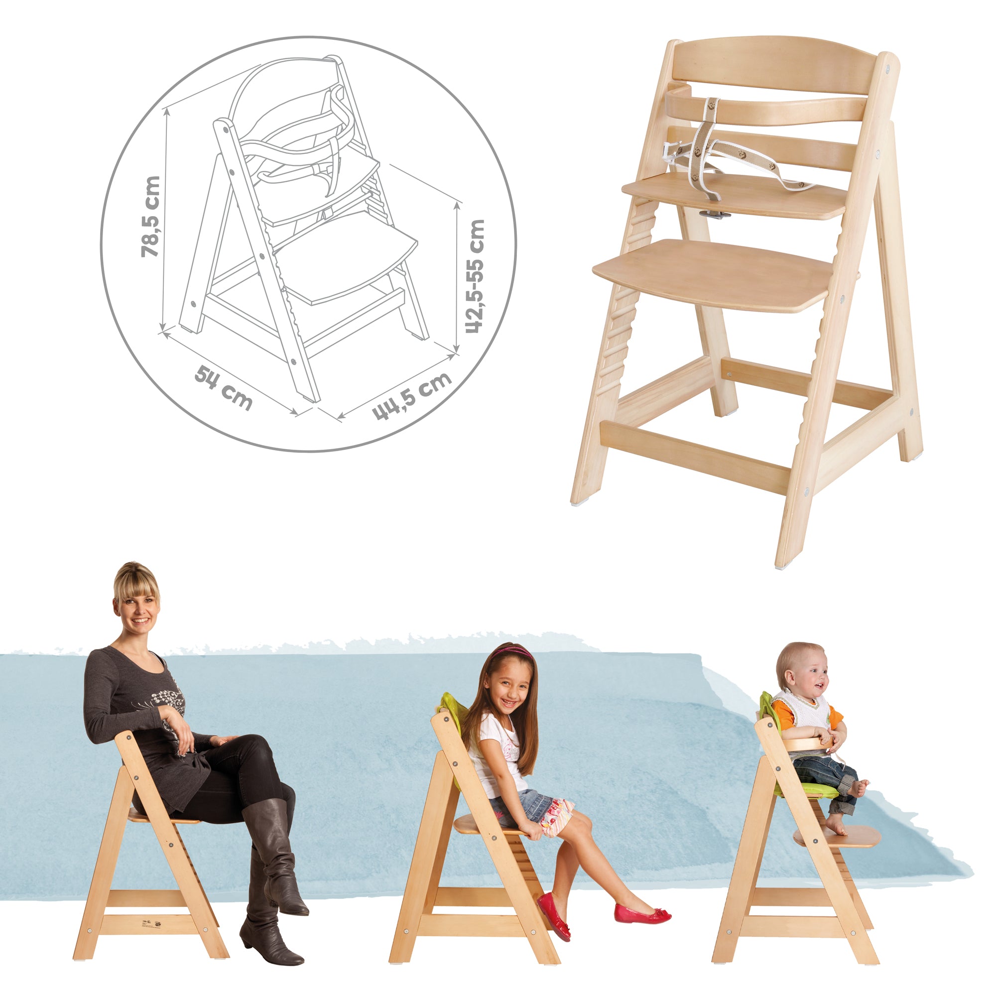 Roba 7562V190 Treppenhochstuhl mit Sitzverkleinerer natur lackiert - Bild 5 Roba 7562V190 Treppenhochstuhl mit Sitzverkleinerer natur lackiert - Produktbild 5