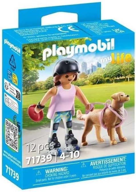 PLAYMOBIL 71739 My Life: Inlinerin mit Retriever und Frisbee Helme, Person, Hund, Säugetier, Haustier