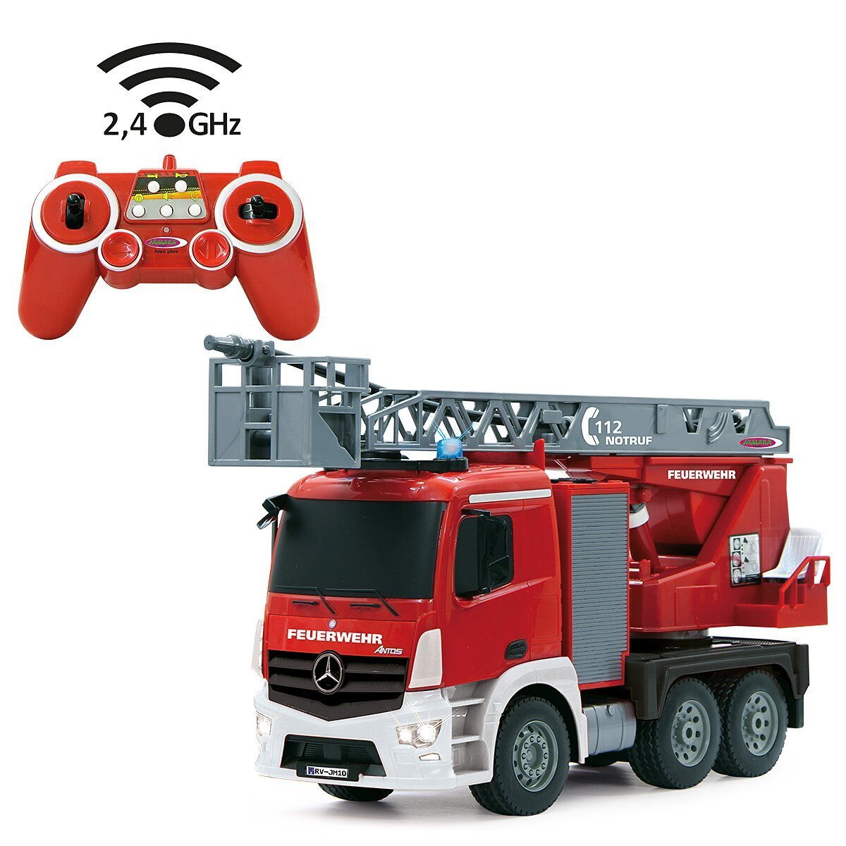 JAMARA Feuerwehr Drehleiter Mercedes-Benz Antos 1:20 2,4GHz mit Spritzfunktion ab 6 Jahren