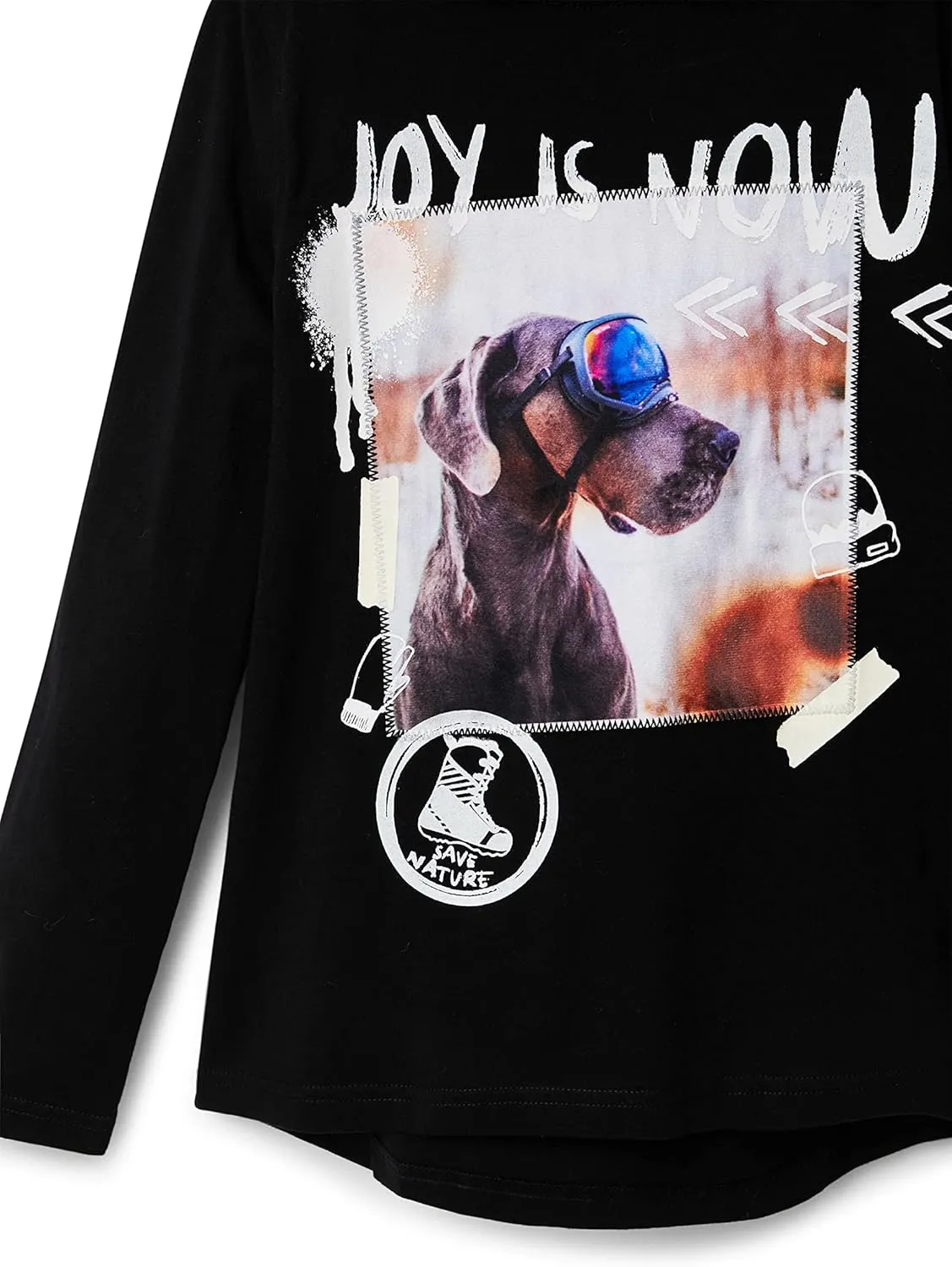 Desigual Jungen Langarmshirt - Schwarz Baumwolle 22WBTK10/2000 Desigual Jungen Langarmshirt - Schwarz Baumwolle 22WBTK10/2000