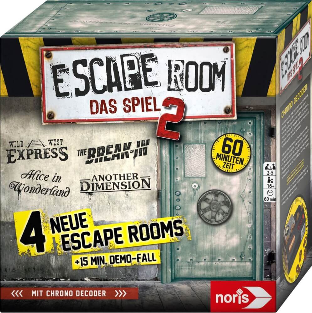 Noris_Spiele_Escape_Room_-_Das_Spiel_2, Werbung, Plakat, Nummernschild, Fahrzeug, Kiste