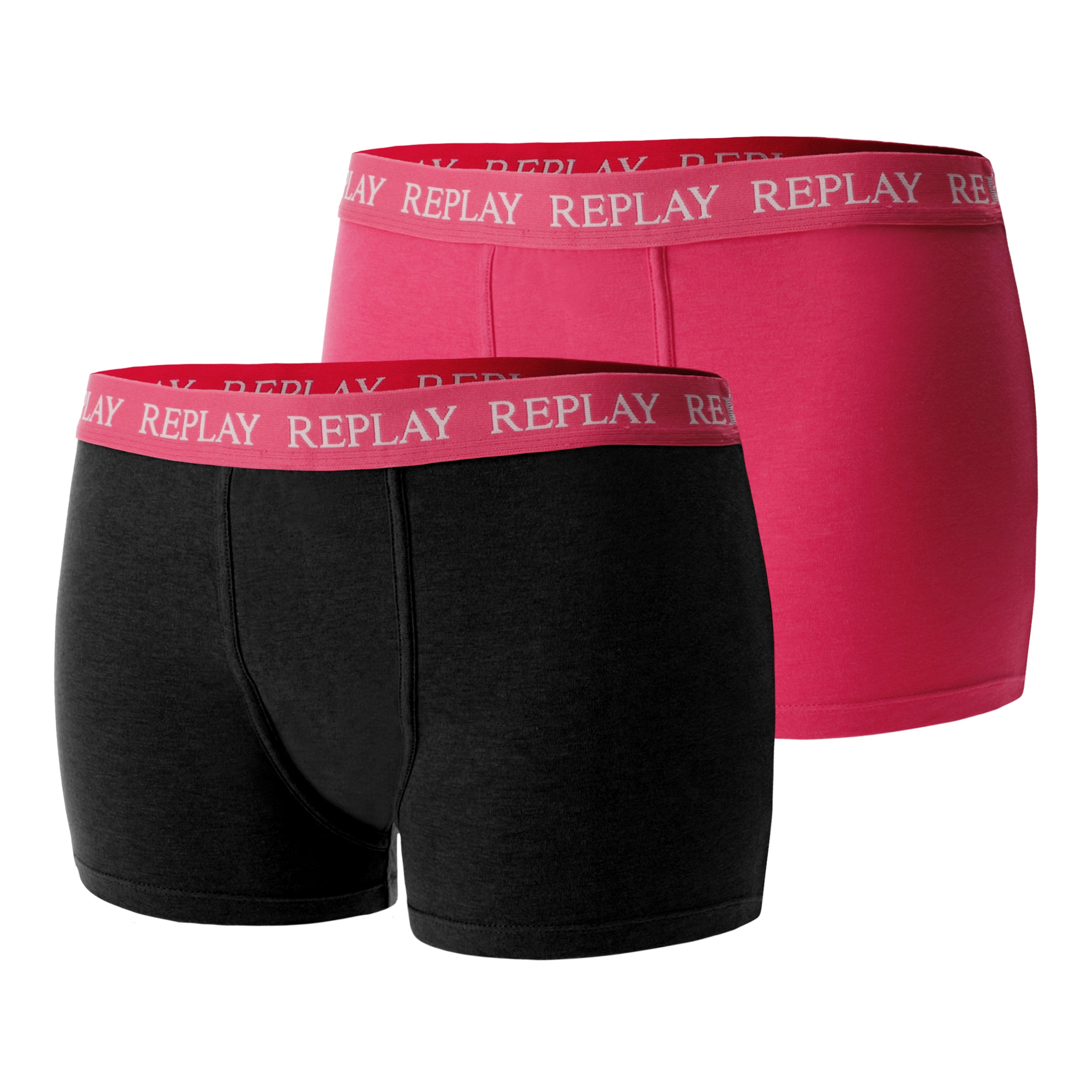 REPLAY Damen Panty I101561PB - Pink/Schwarz, 2er Pack, Größe L GR. L Bekleidung, Unterwäsche, Kurze Hosen