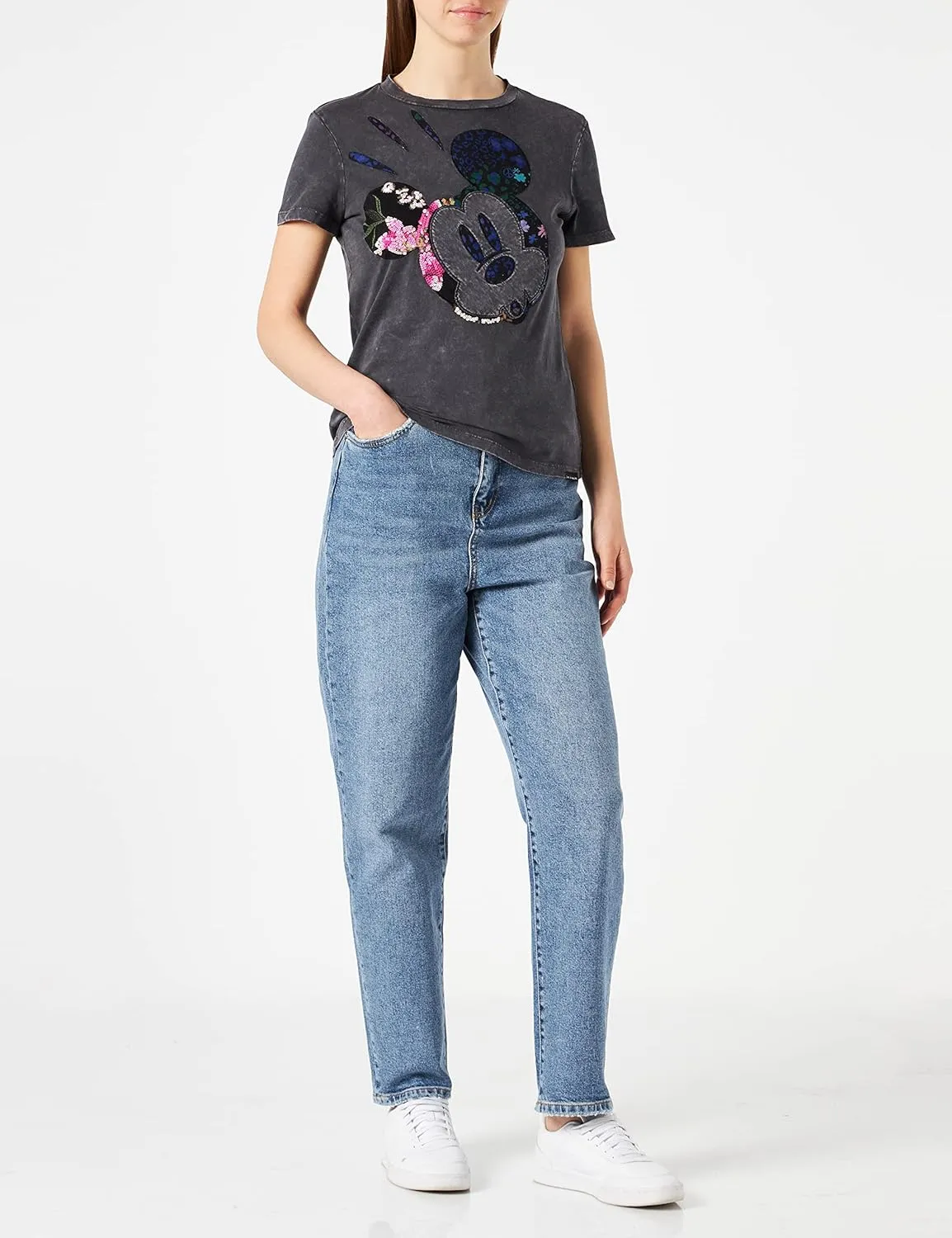 Desigual Damen T-Shirt „Mickey Camo“ - Schwarz 22SWTKAN GR. S