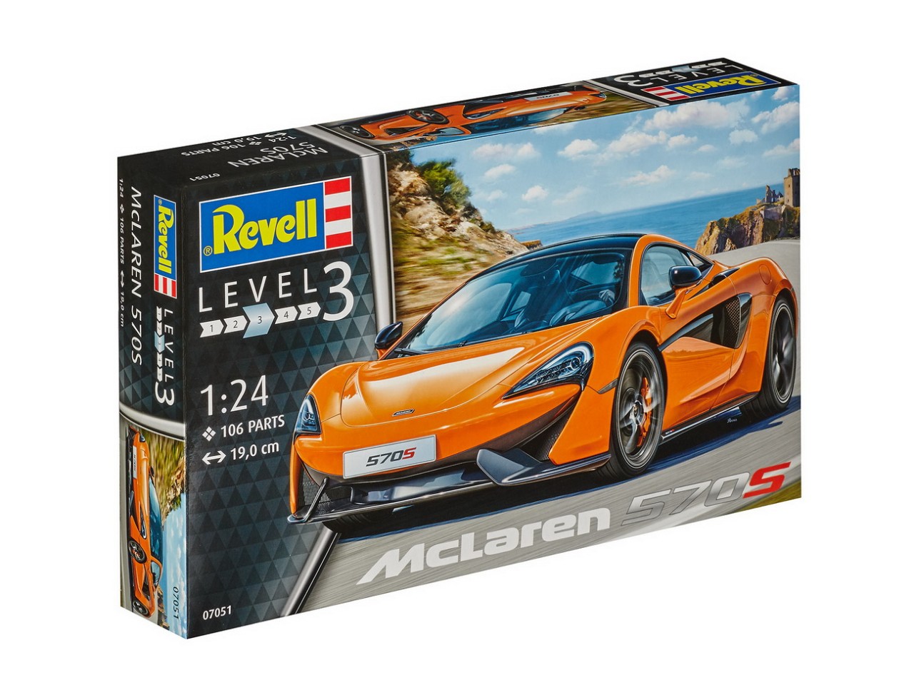 Revell 07051 McLaren 570S Modellbausatz 1:24 Coupe, Sportwagen, Sprach, Leichtmetallfelge, Rad