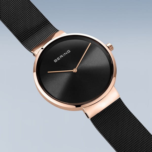 Bering 14539-166 Unisex Uhr, Milanaise, Schwarz/Rose Bering 14539-166 Unisex Uhr, Milanaise, Schwarz/Rose