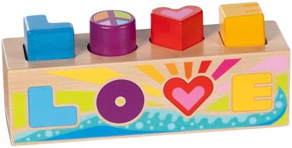 GOKI 58309 Sort Box LOVE - Formensteckspiel aus Holz im Retro-Design