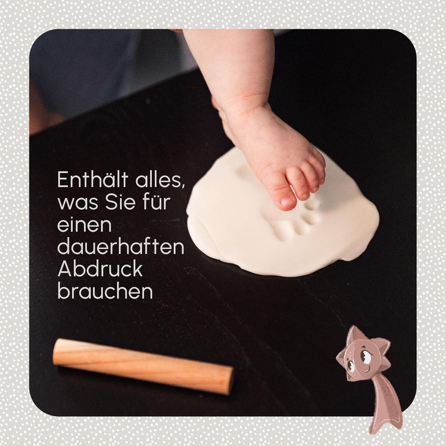 Tiny Love Doppelter Bilderrahmen – Baby Hand- und Fußabdruck-Set – Holzrahmen, Ton, All-in-One