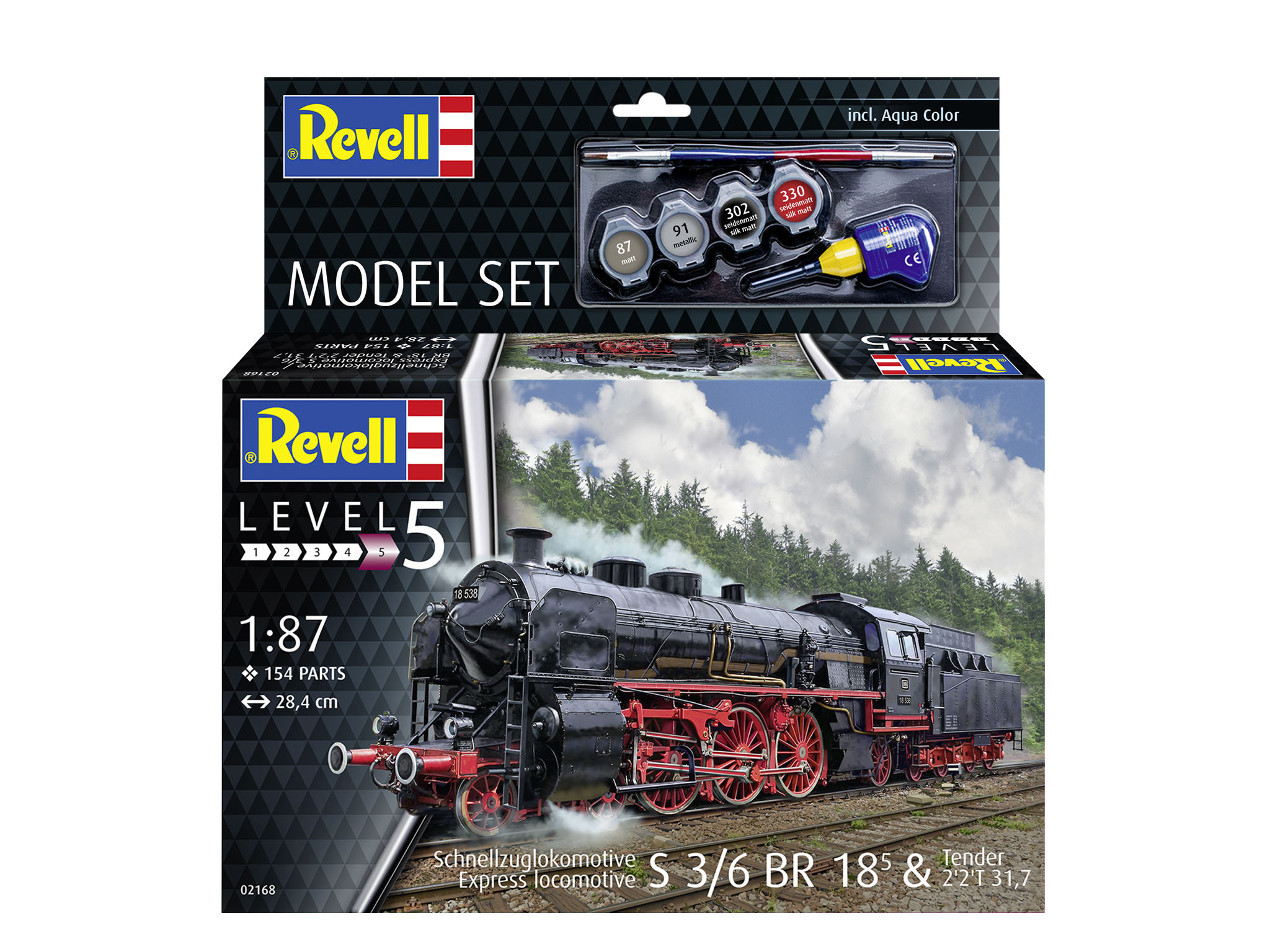 Revell 62168 Model Set Schnellzuglokomotive S3-6 BR18. Maßstab 1:87 Lokomotive, Eisenbahn, Zug, Rad, Motor