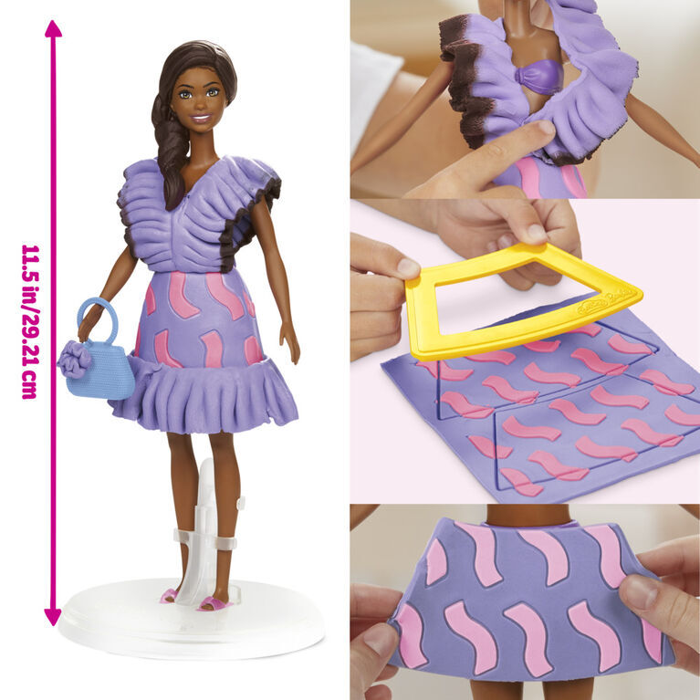 Play-Doh Barbie® Fashionista Ruffles Figur, Puppe, Handtasche, Rock, Reinigen